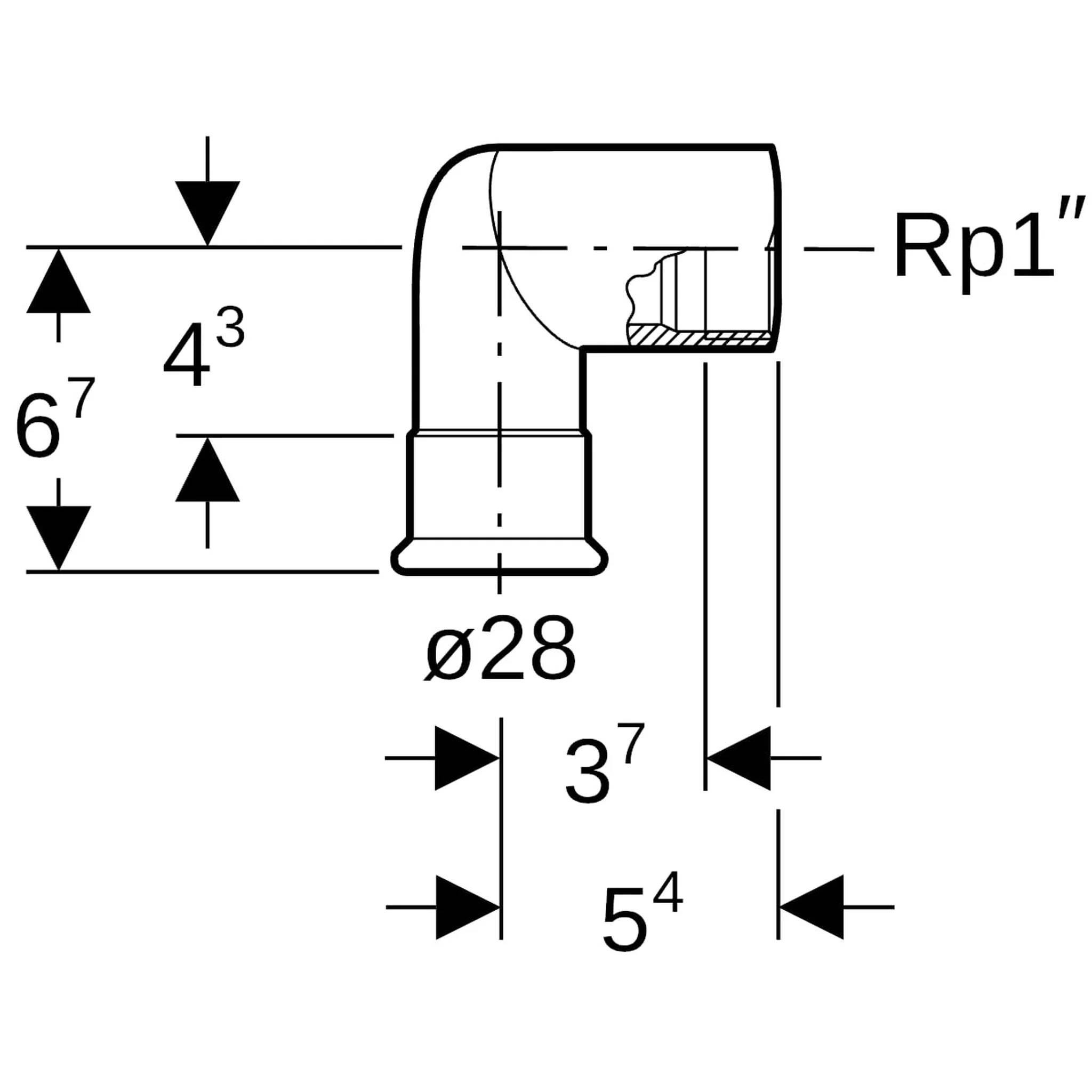 Geberit GE Mapress, Edelstahl, Gas, Übergangswinkel 90°, d28 x Rp1, 1 Stk.