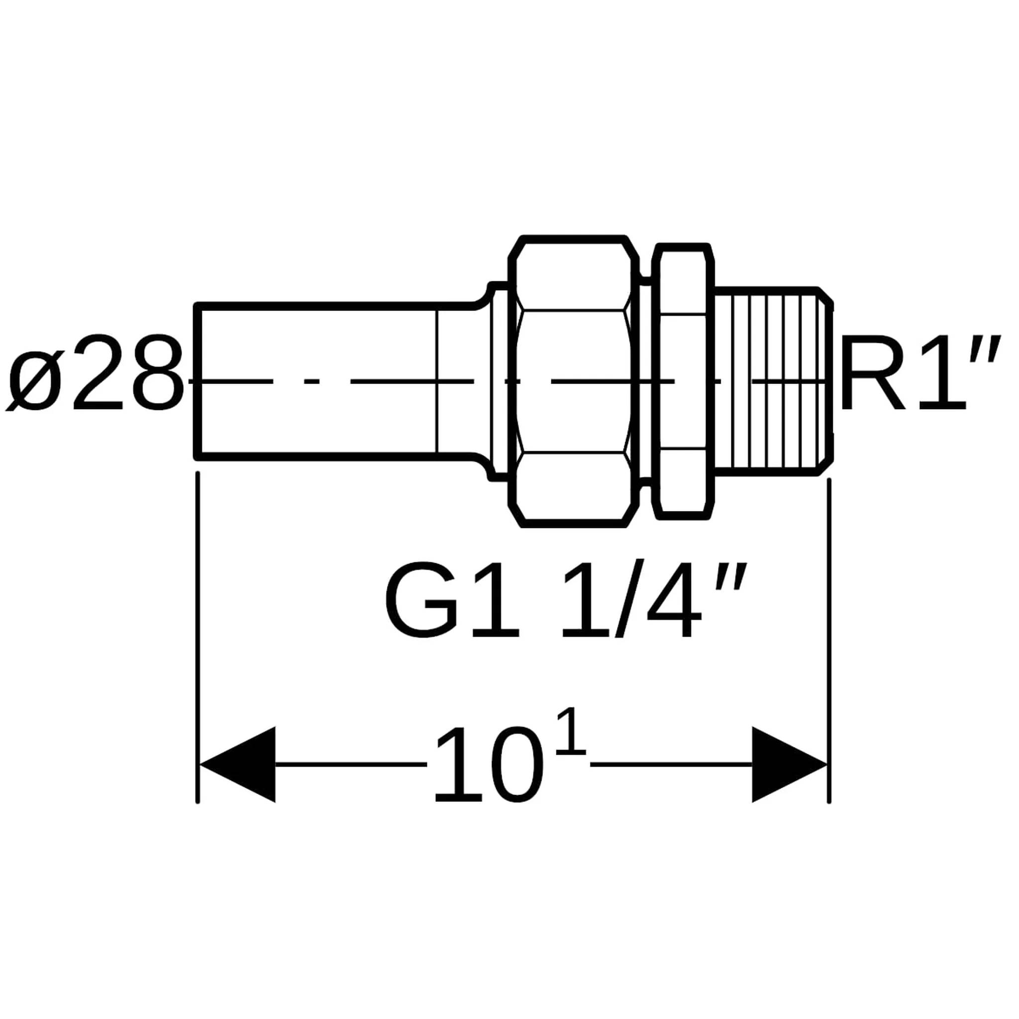 Geberit GE Mapress ES Uebergangsverschraubung, Messing, mit UeWM, d28mm, R1, u EE, 1 Stk.