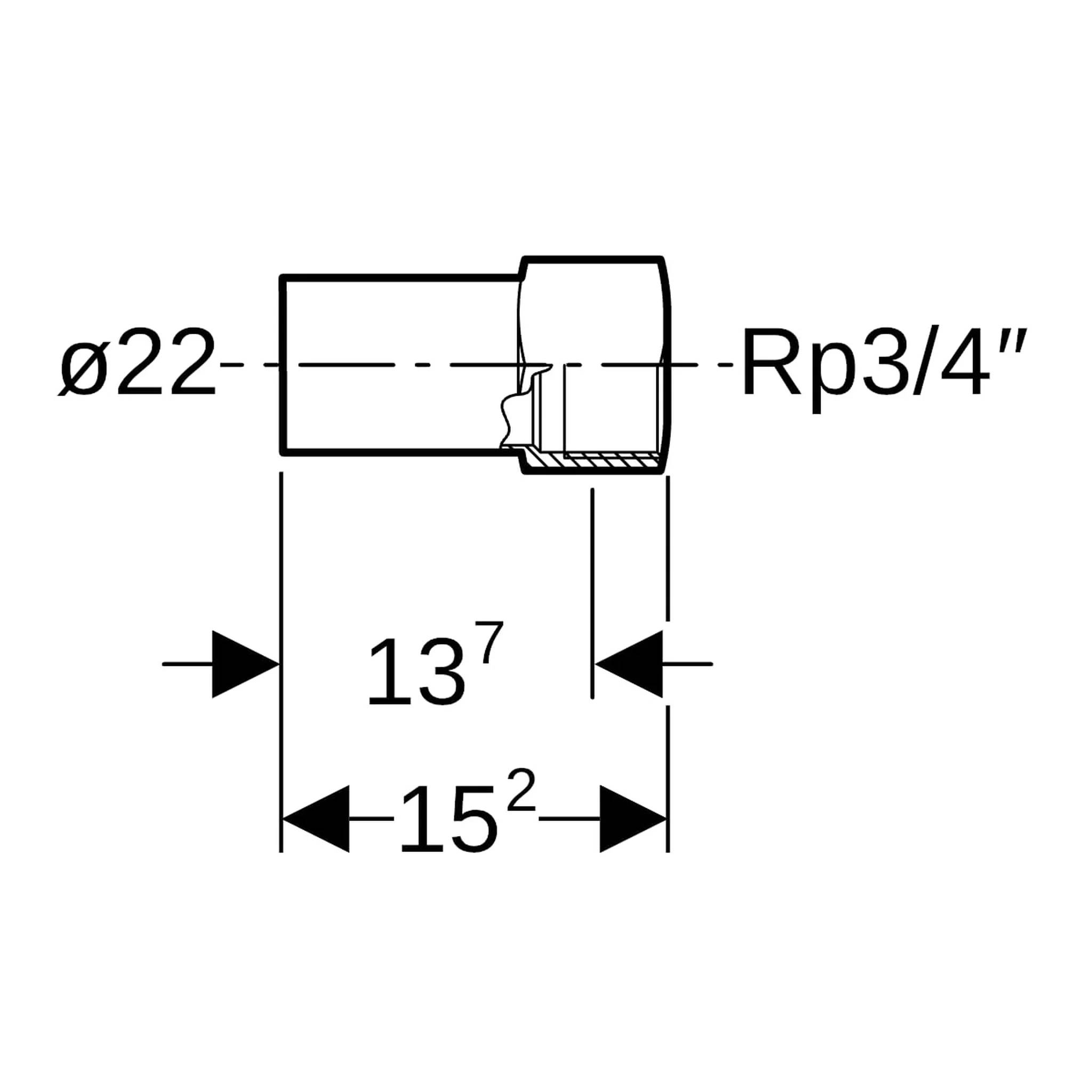 Geberit Mapress Therm Übergang, Innengewinde, Einschubende, d=22mm, Rp=3/4″, 1 Stk.