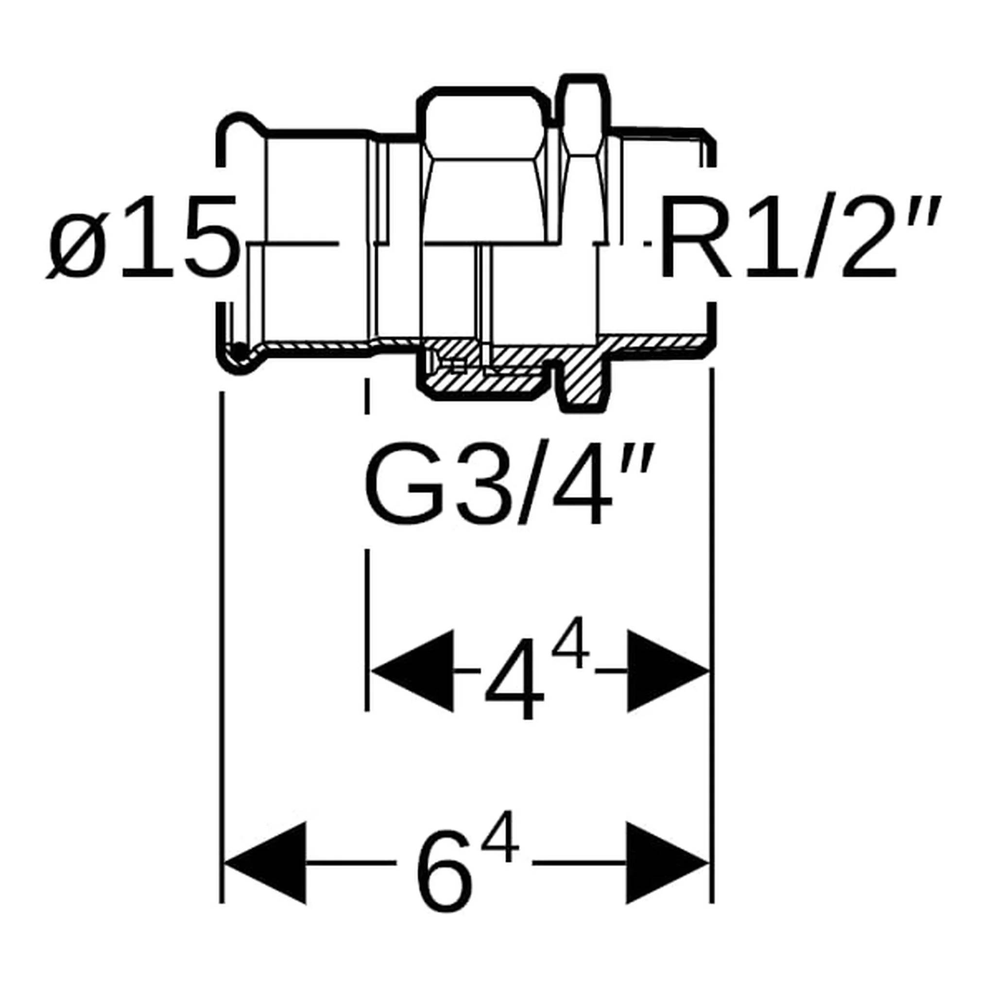 Geberit Mapress ES Edelstahl Übergangsverschraubung mit ÜWM, d15mm, R1/2, Packung mit 2 Stk.