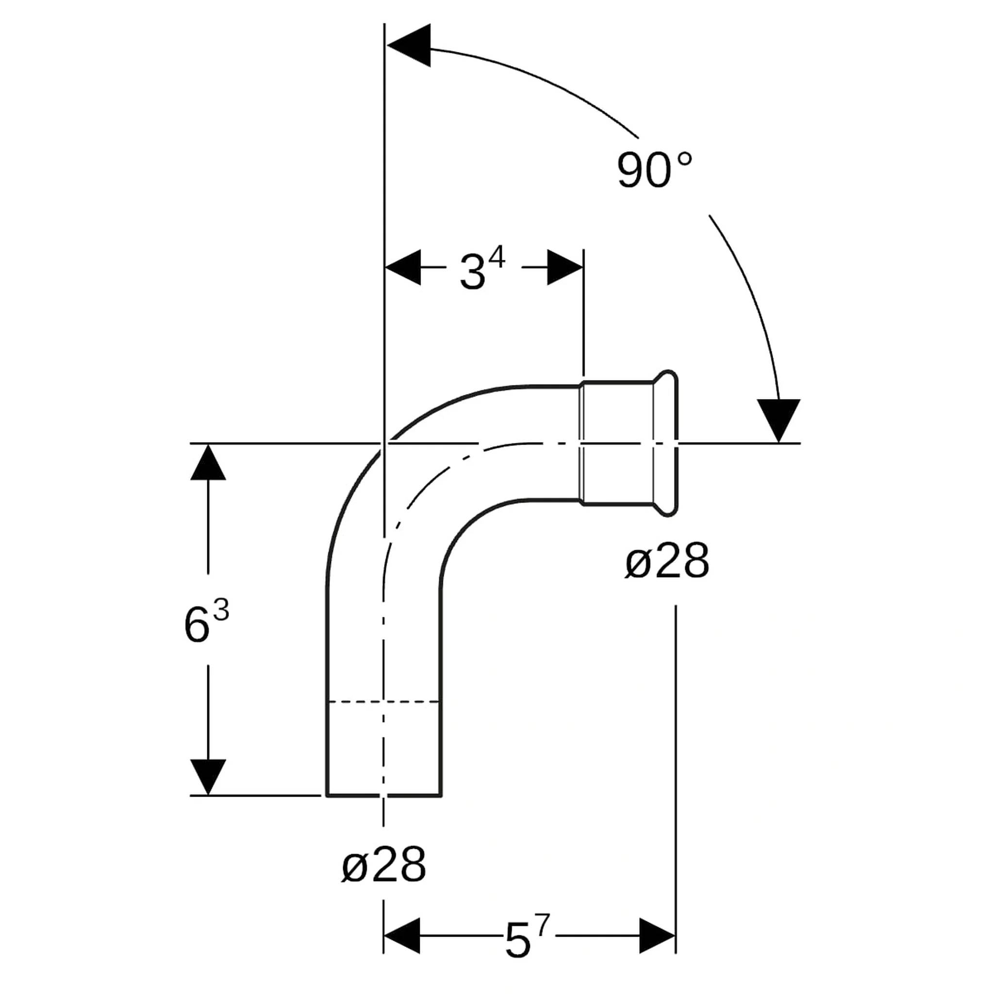 Geberit GE Mapress, Edelstahl, Gas, Bogen, 90°, d28mm, 1 Stk.