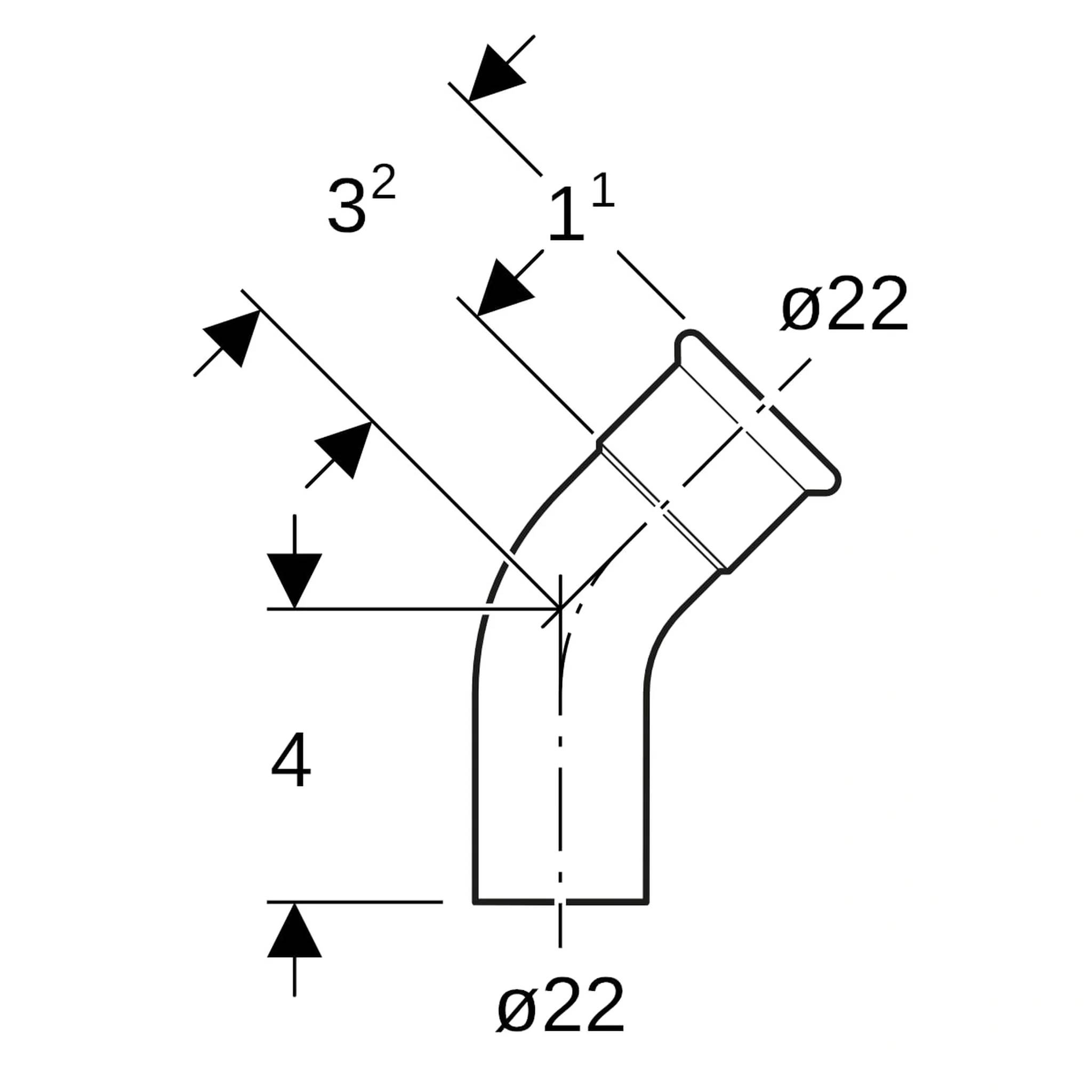 Geberit GE Mapress, Edelstahl, Gas, Bogen, Einschubende, 45 Gr., d22mm, 1 Stk.