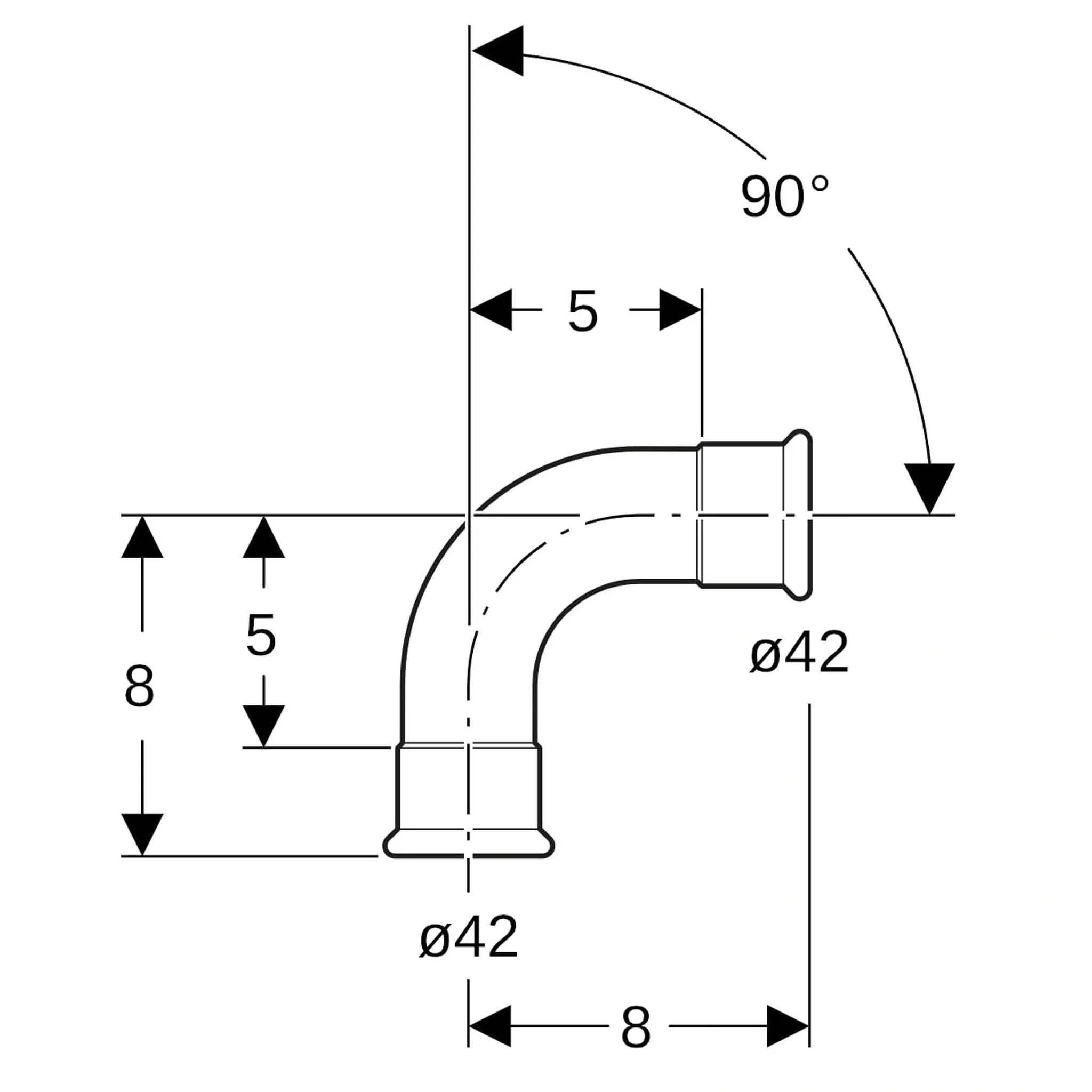 Geberit GE, Mapress, Edelstahl, Gas, Bogen, 90°, d42mm, 1 Stk.