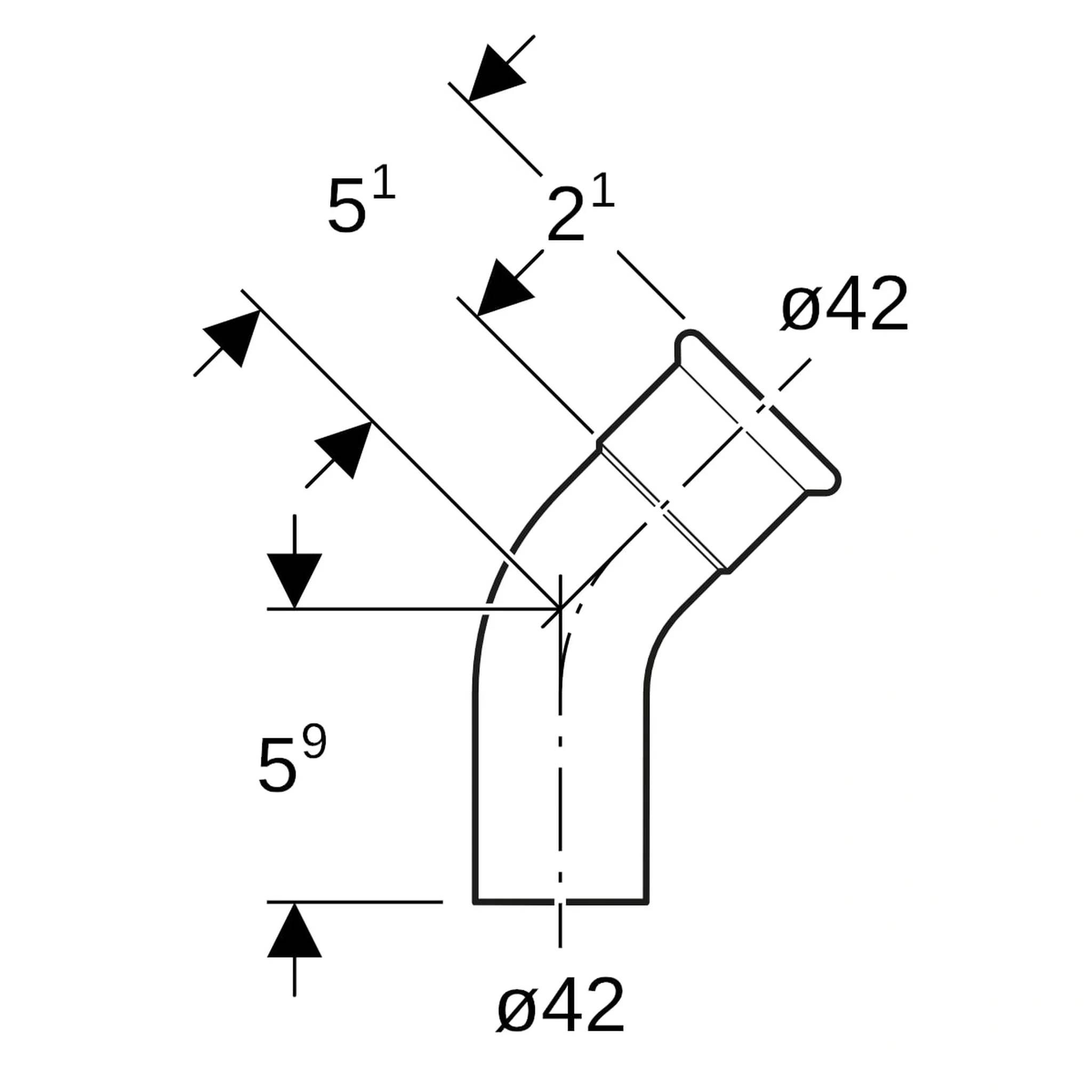Geberit GE Mapress, Edelstahl, Gas, Bogen, 45 Gr., d42mm, mit Einschubende, 1 Stk.