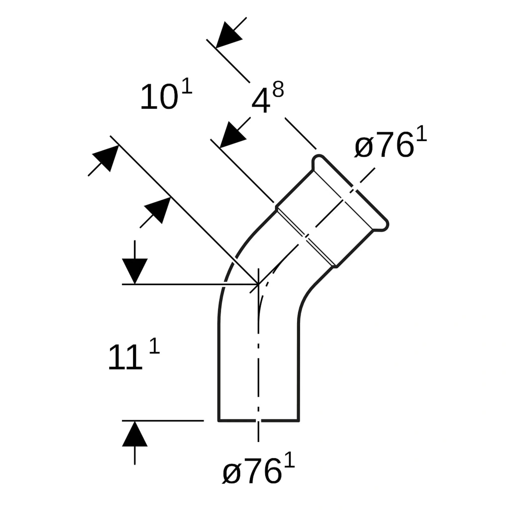 Geberit Mapress Bogen, Edelstahl, Gas, d76,1mm, 45°, Einschubende, 1 Stk.