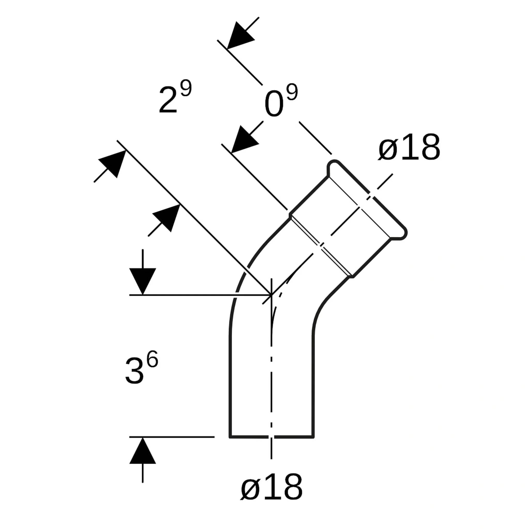 Geberit GE Mapress, Edelstahl, Gas, Bogen, d18mm, 45 Gr., Einschubende, 1 Stk.