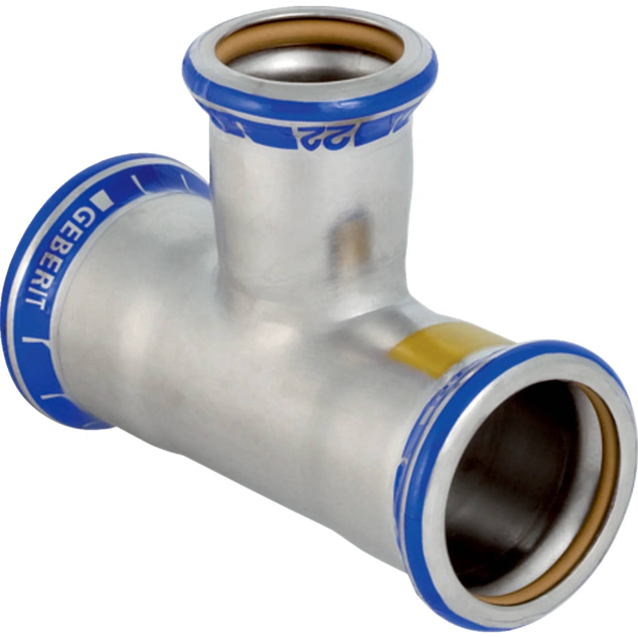 Geberit GE Mapress Edelstahl Gas T-Stk., red. Abgang, 76,1 x 35 x 76,1 mm, 1 Stk.