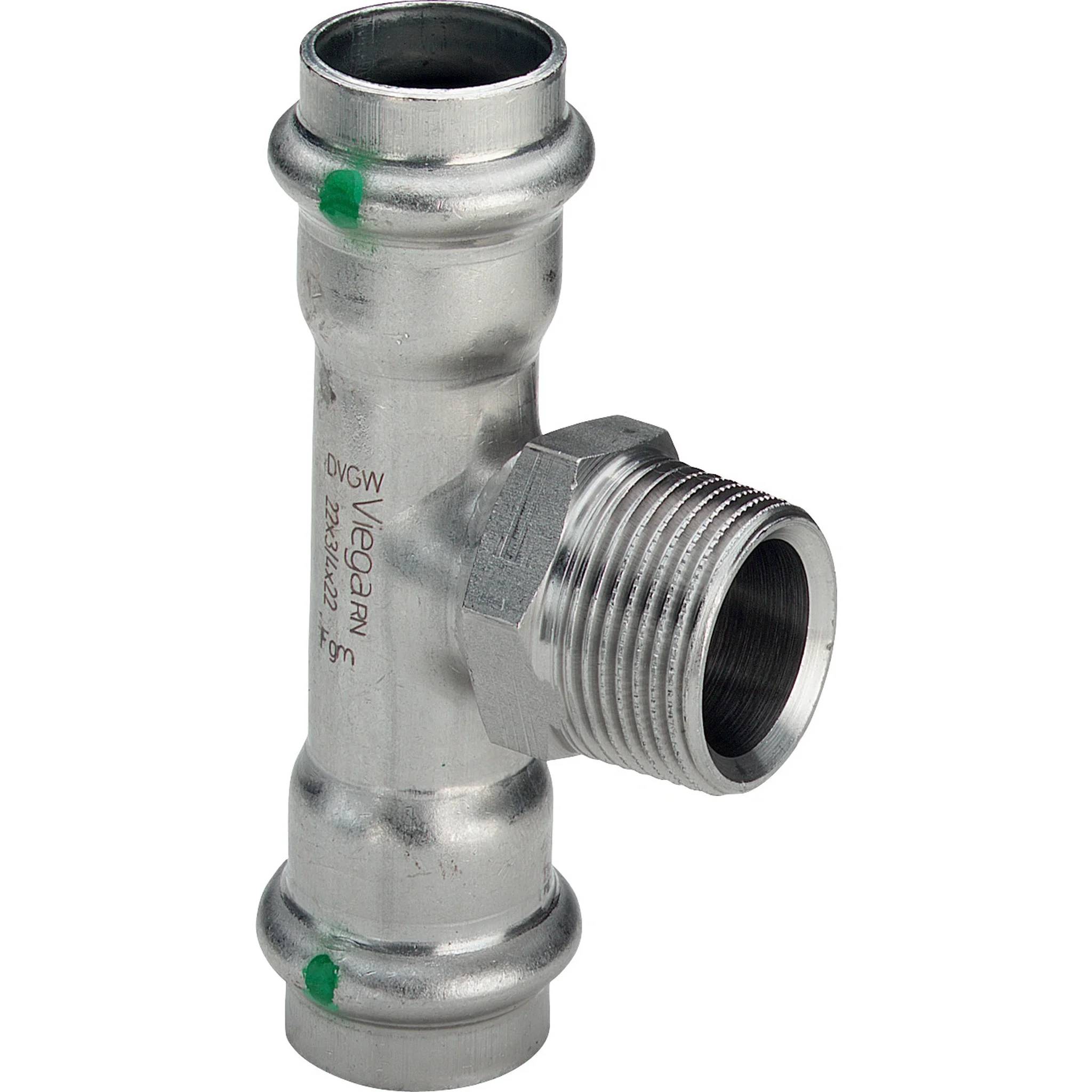 Viega Sanpress Inox-T-Stück mit SC-Contur, Stahl nichtrostend, Modell 2317.1, VdS-Zulassung, d1: 54, R: 1, d2: 54, 1 Stk.