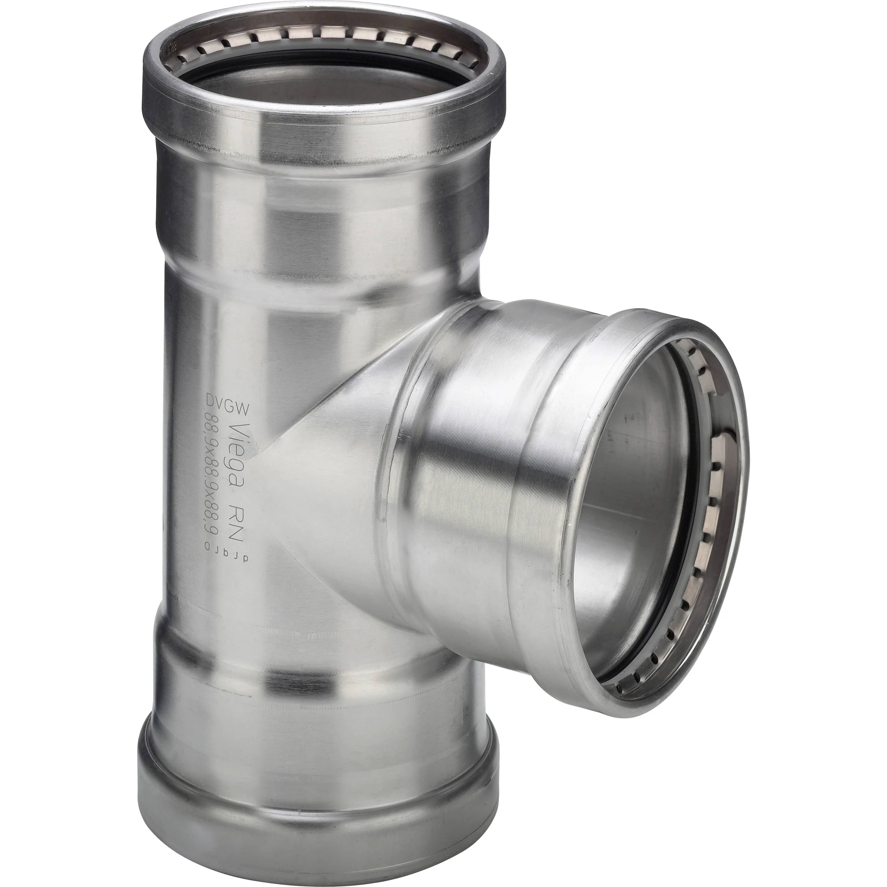 Viega Sanpress Inox XL-T-Stück, SC-Contur, Stahl nichtrostend, 2318XL, VdS-Zulassung, d1: 88,9, d2: 54, d3: 88,9, 1 Stk.