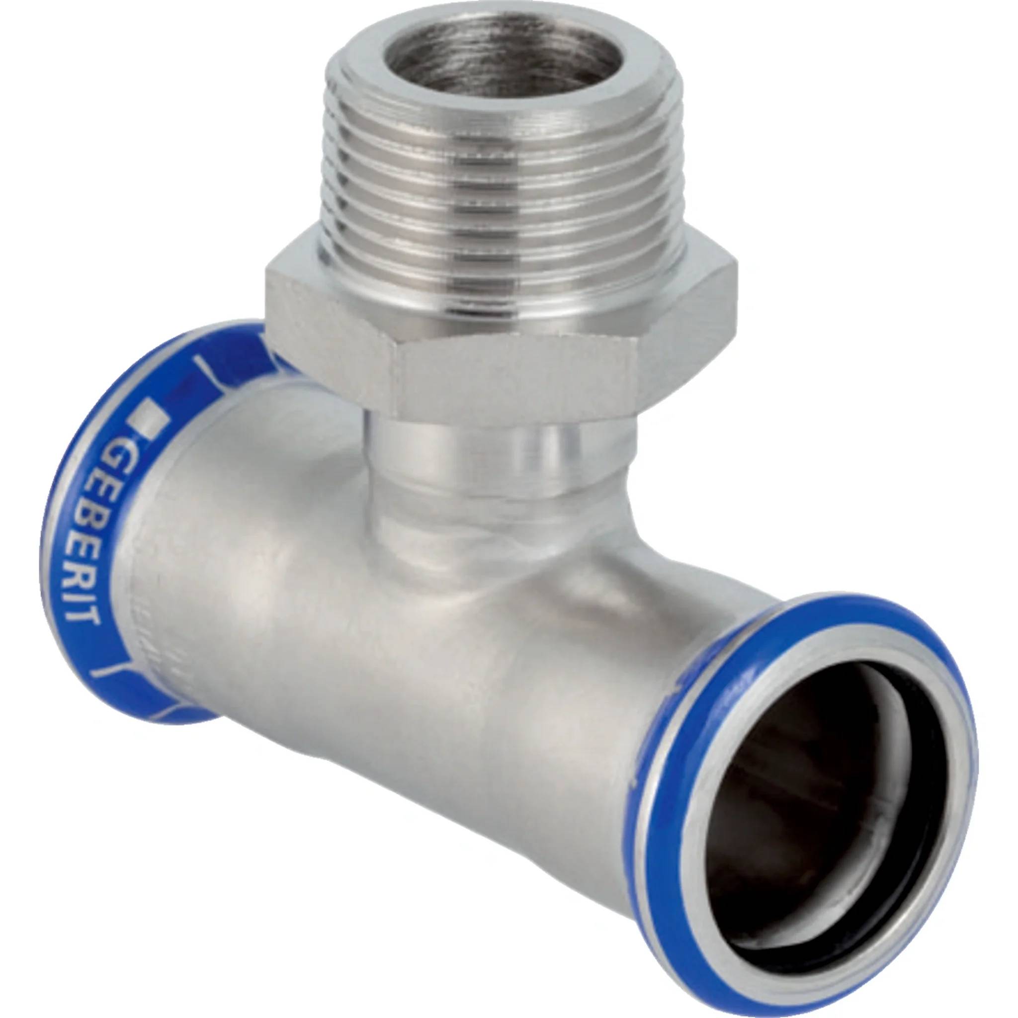 Geberit GE Mapress Edelstahl T-Stk. m. Abgang, d18, R1/2, 185m, 1 Stk.