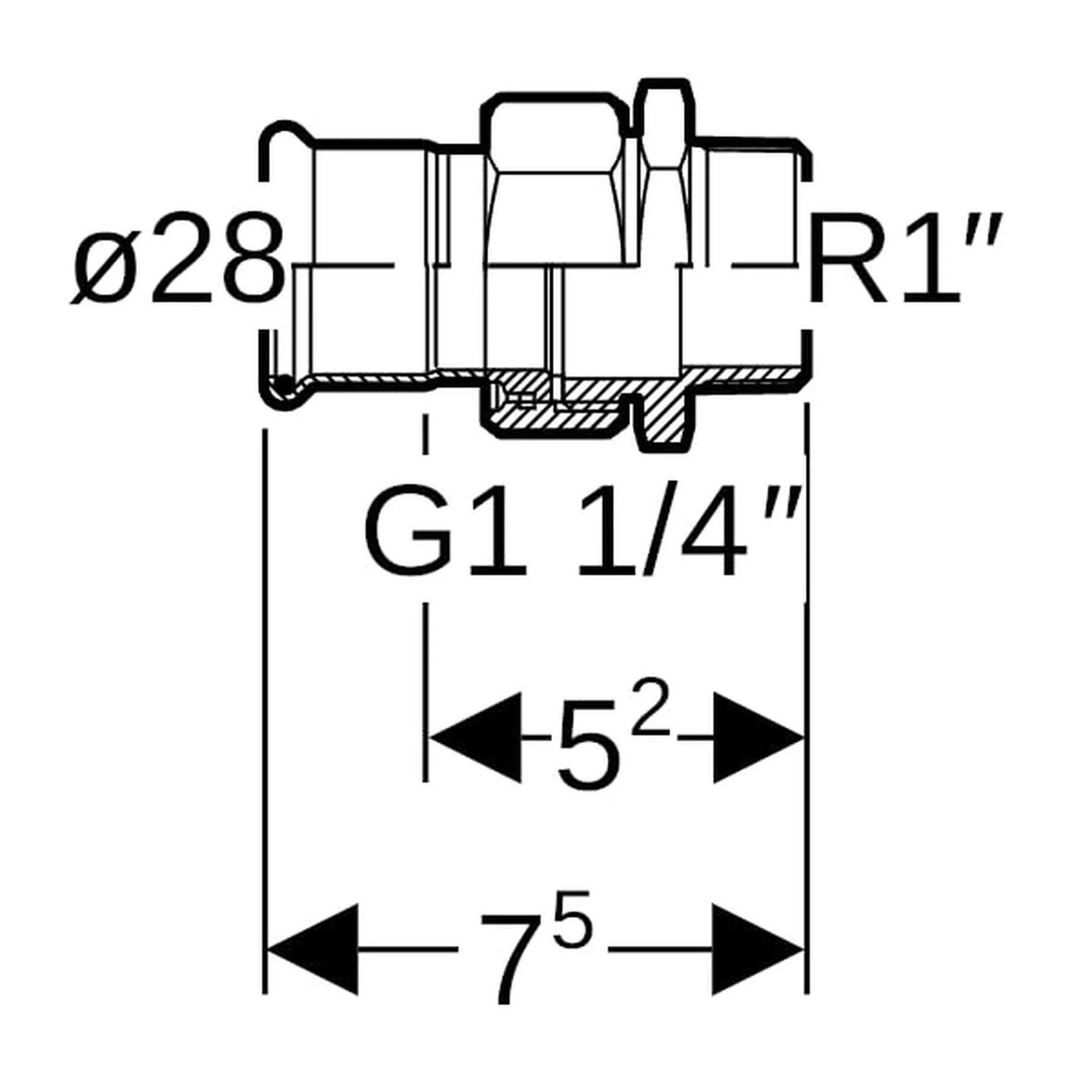 Geberit GE Mapress, C-Stahl, Uebergangsverschr. flachdichtend, d28mm, R1, verzinkt, 1 Stk.
