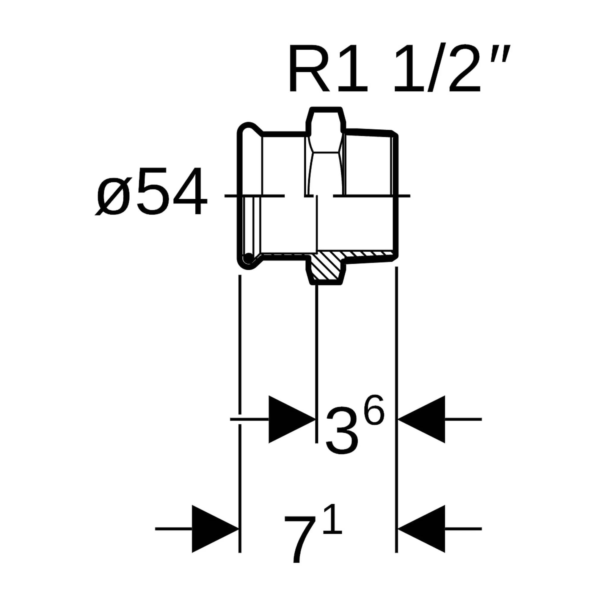 Geberit GE Mapress, C-Stahl, Uebergang, d54mm, R1 1/2, verzinkt, 1 Stk.
