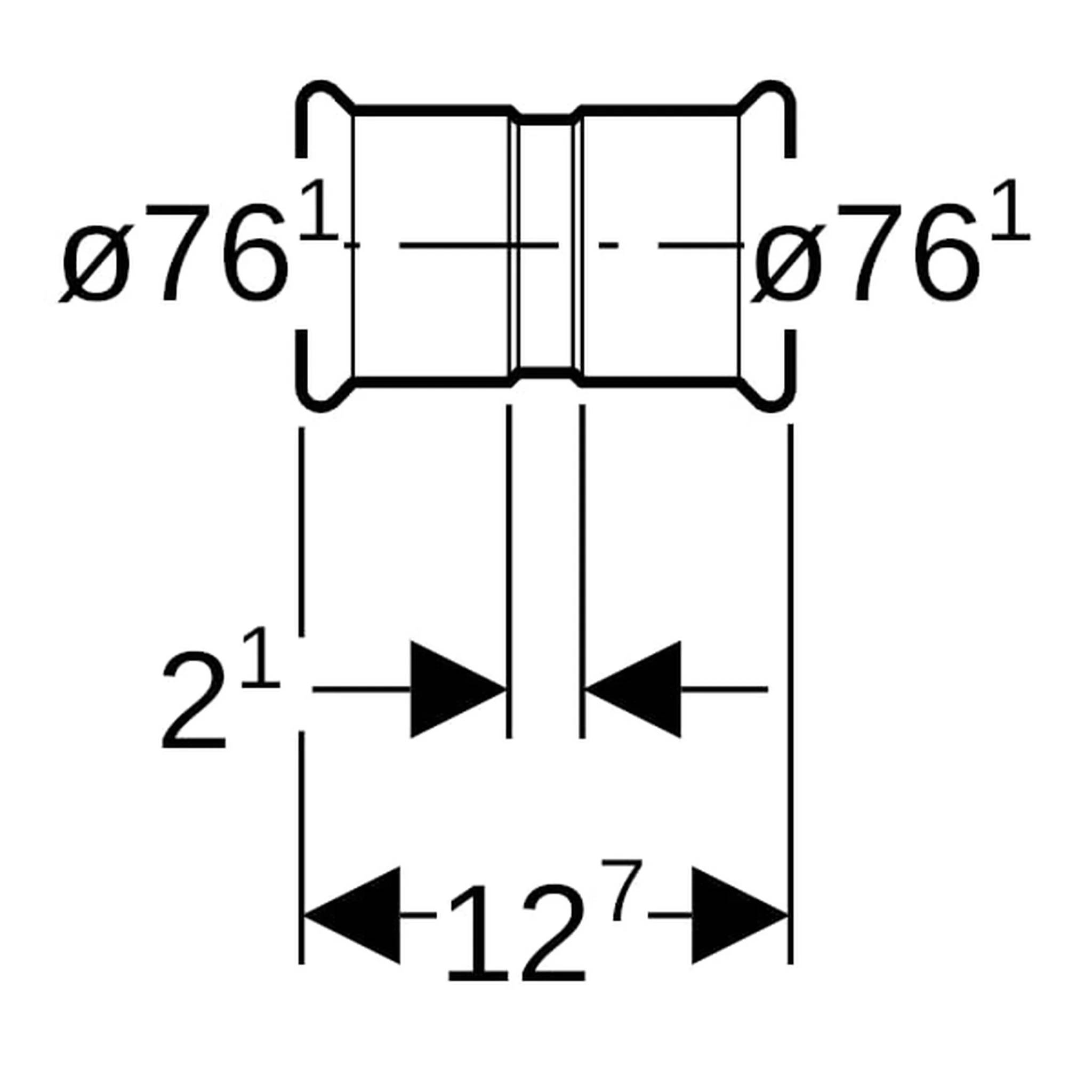 Geberit GE Mapress, C-Stahl, Muffe, d76,1mm, verzinkt, 1 Stk.