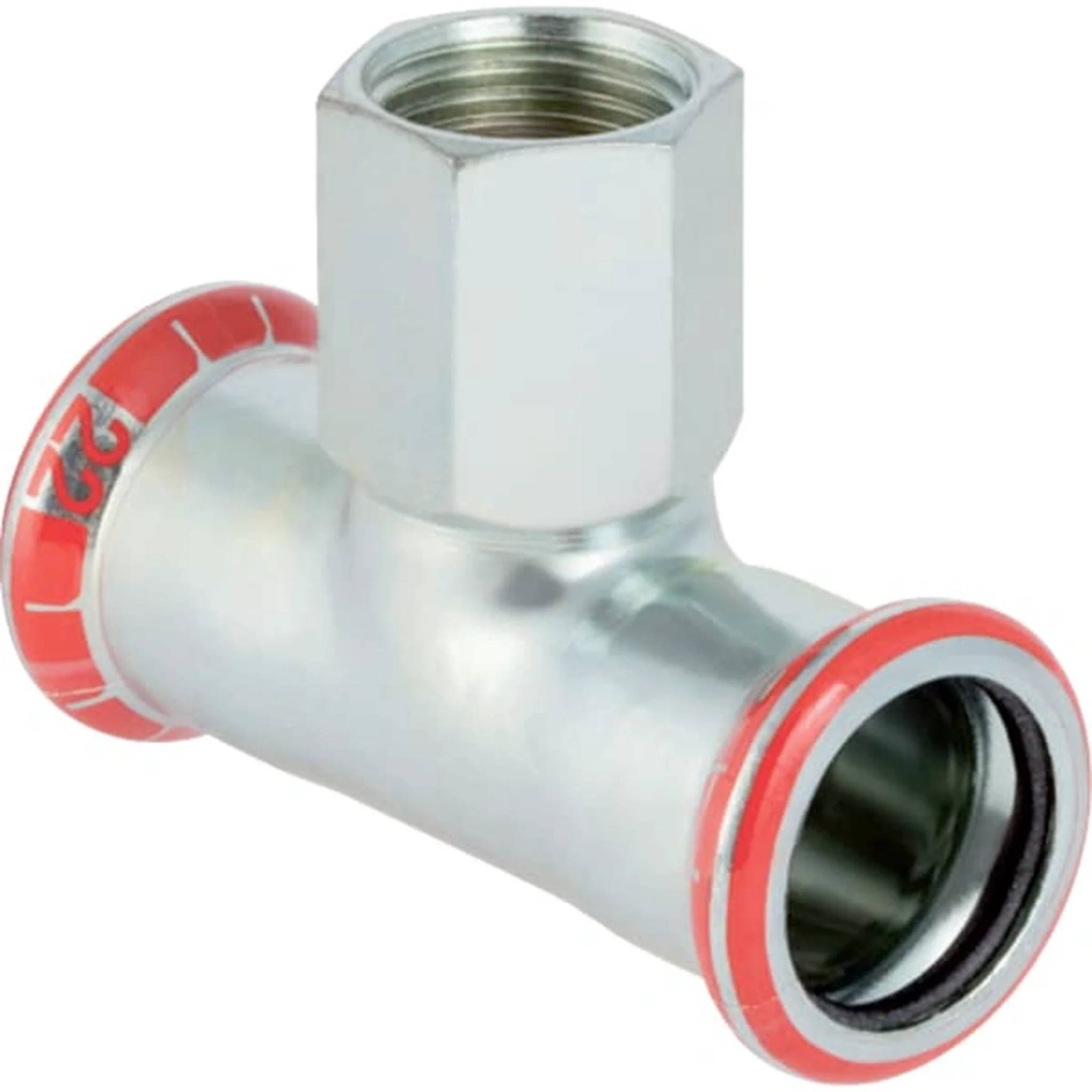 Geberit GE Mapress C-Stahl, T-Stueck mit Abgang, d76,1 x Rp3/4 x 76,1mm, verzinkt, 1 Stk.