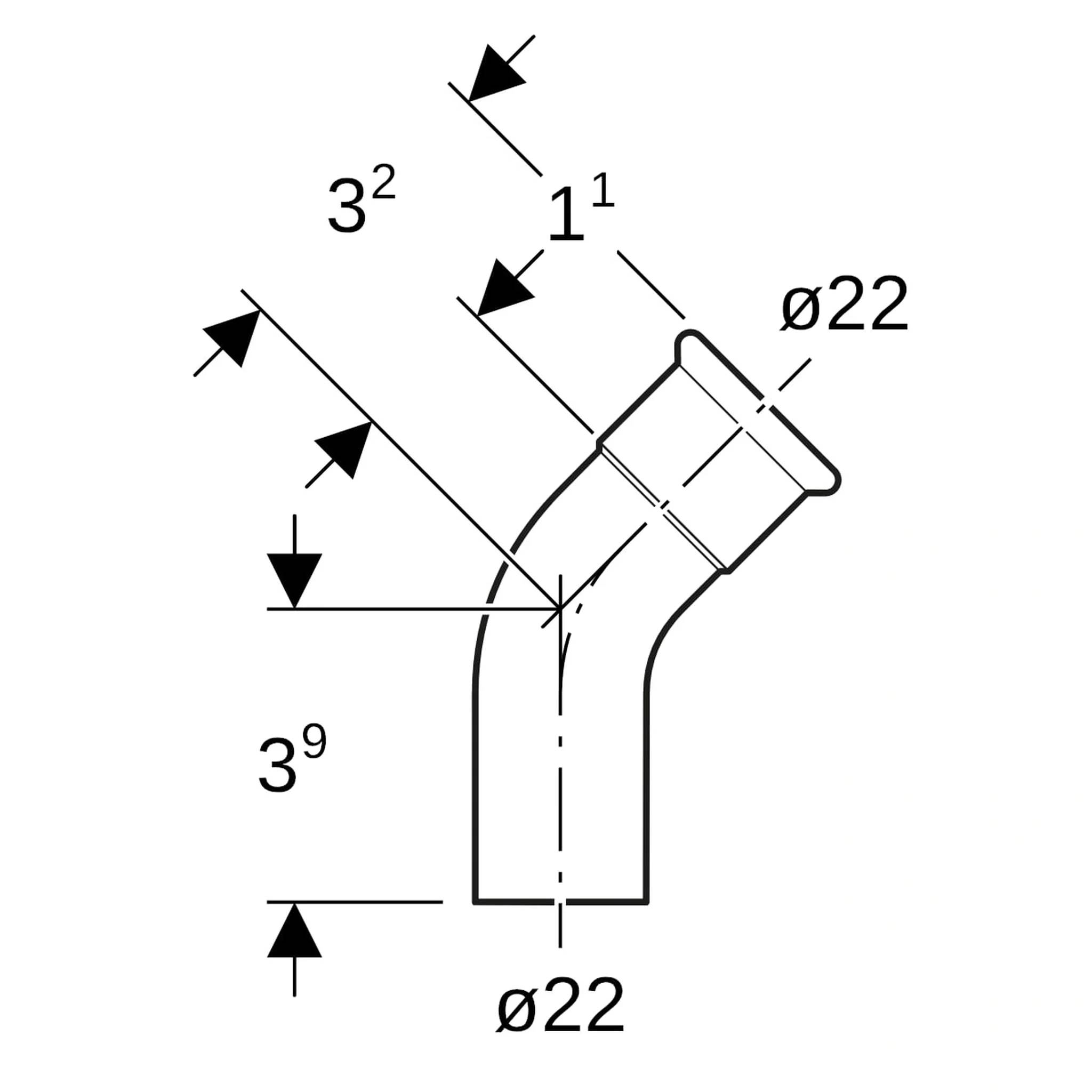 Geberit GE Mapress Therm, Bogen, Einschubende, 45 Gr., d22mm, NPW, 1 Stk.