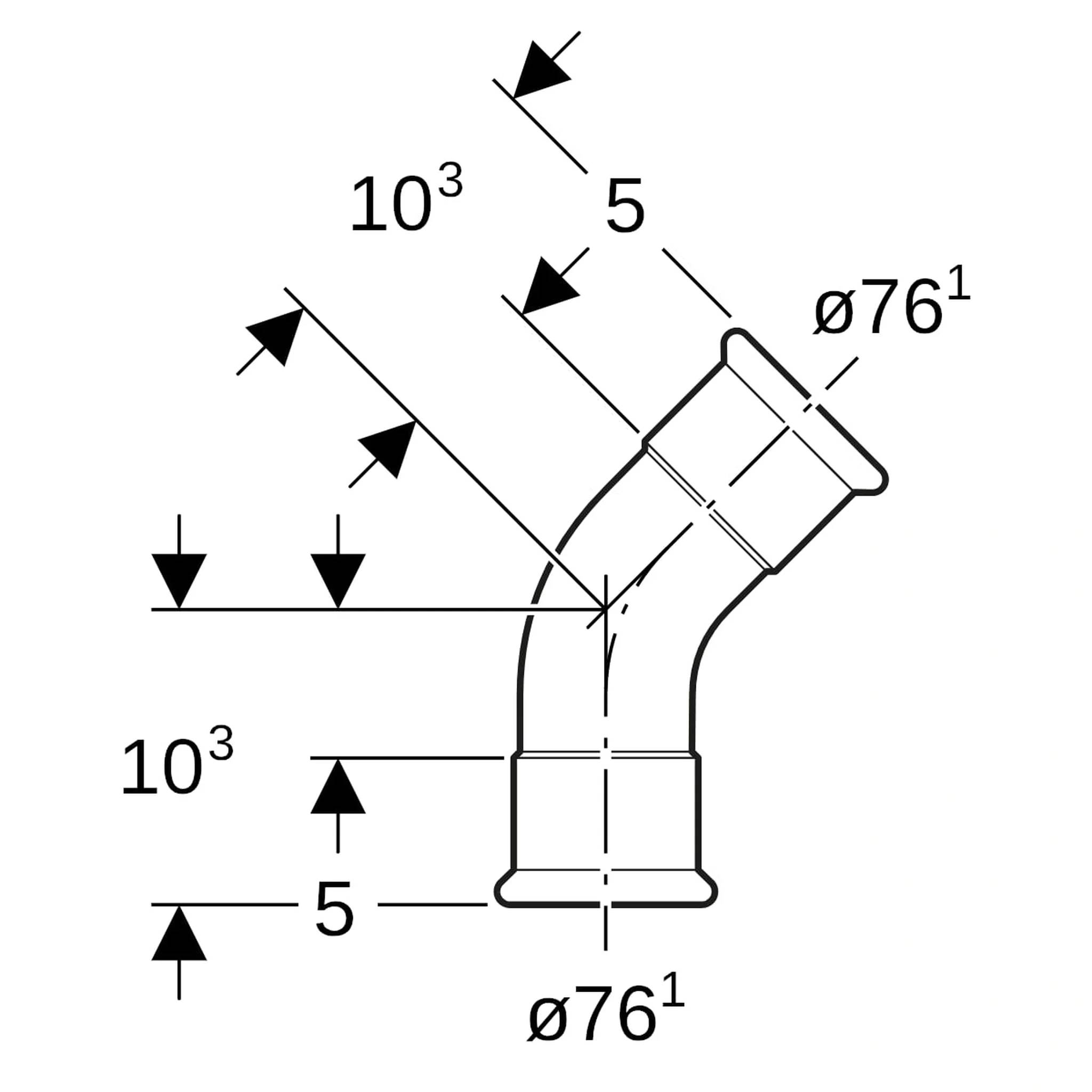 Geberit GE Mapress Bogen, C-Stahl, 45 Gr., d76,1mm, verzinkt, 1 Stk.