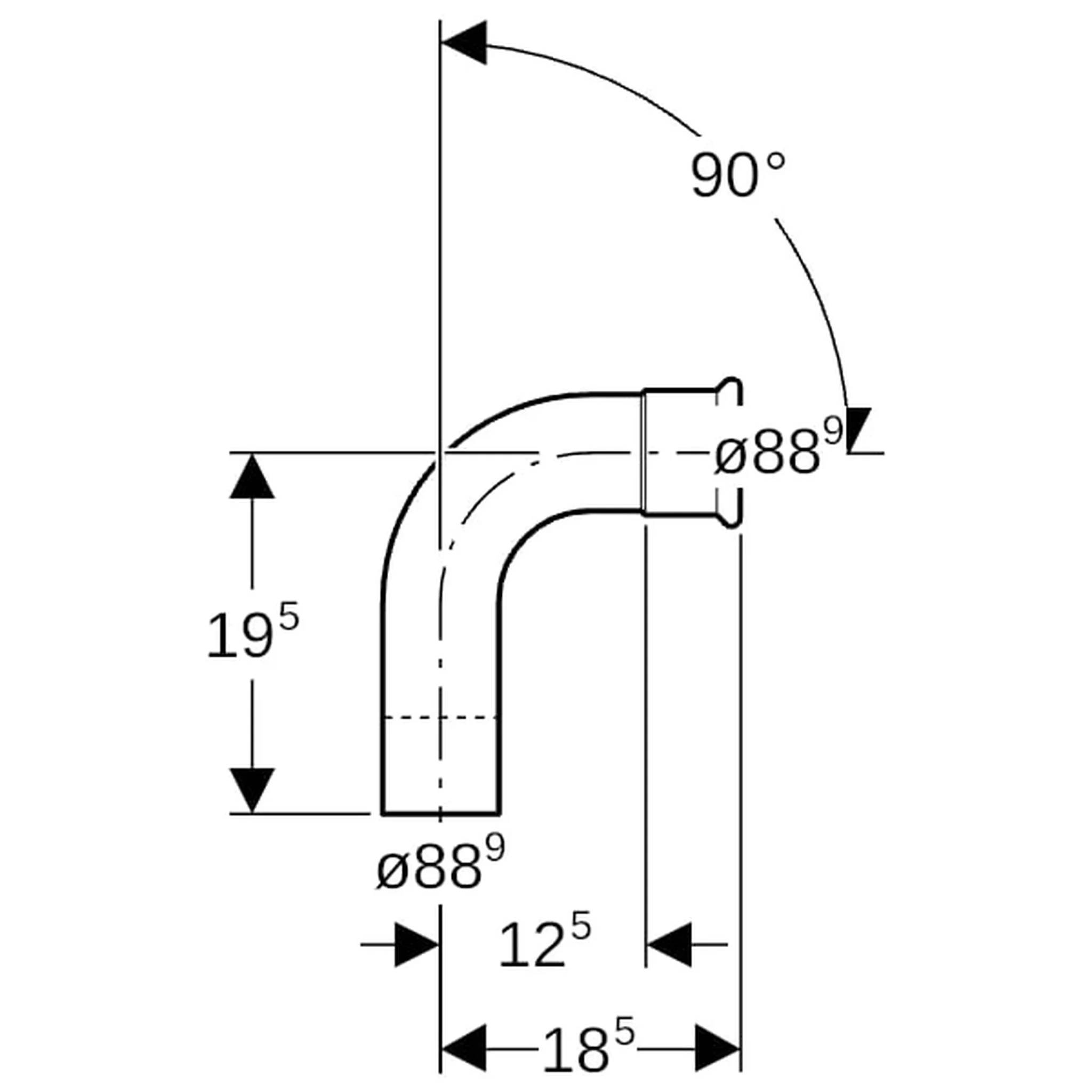 Geberit GE Mapress Therm Bogen, Einschubende, 90 Gr., d88,9mm, NPW, 1 Stk.