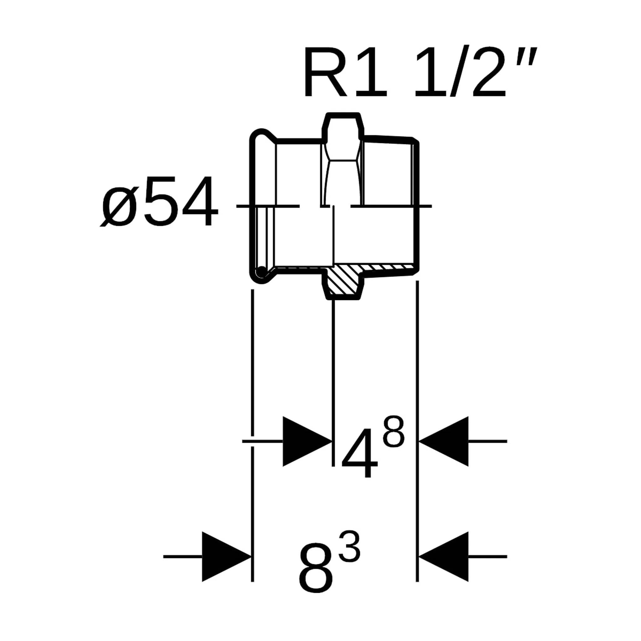 Geberit GE Mapress, Therm Uebergang, d54mm, R1 1/2, NPW, 1 Stk.