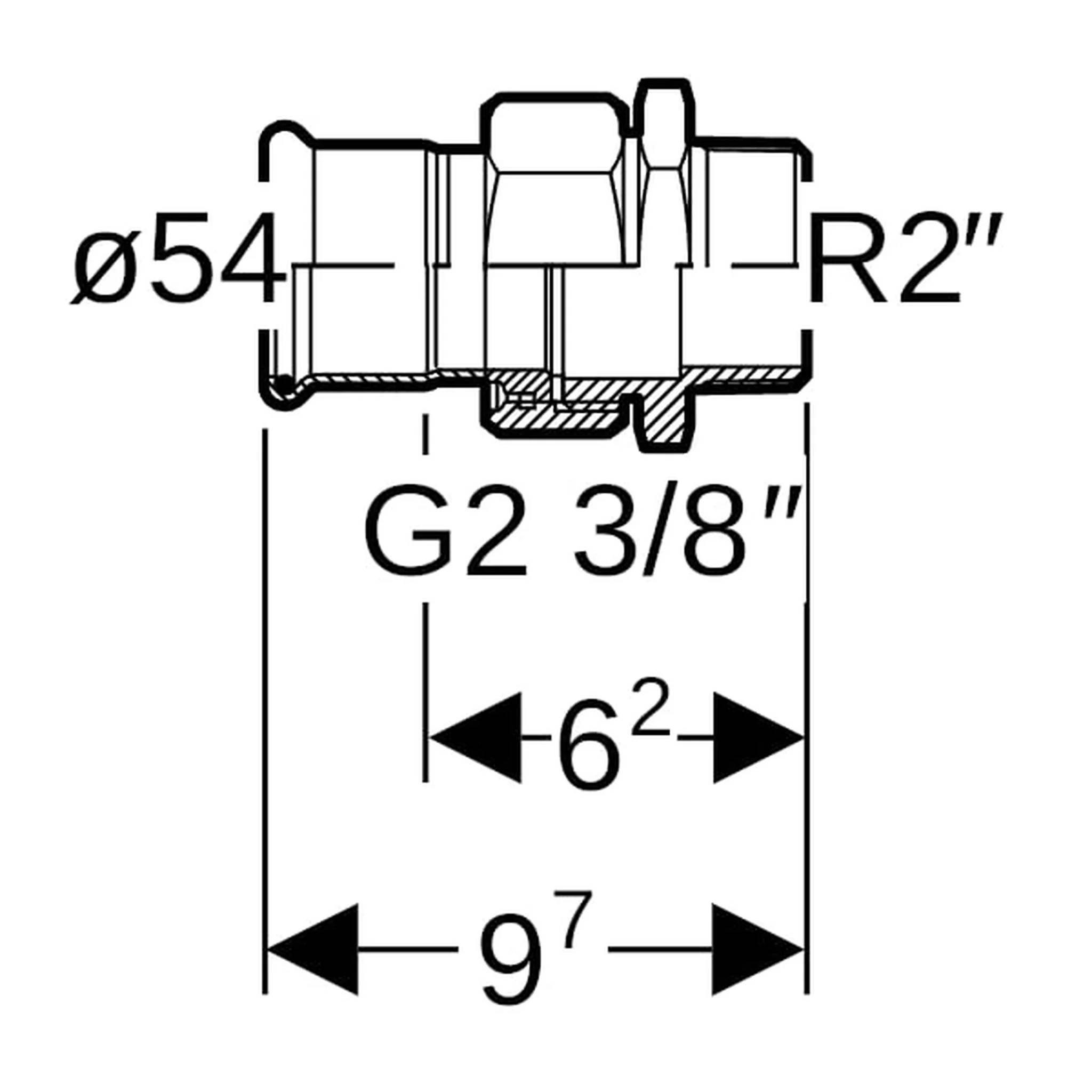Geberit GE Mapress, C-Stahl, Uebergangsverschr., flachdichtend, d54mm x R2, verzinkt, 1 Stk.
