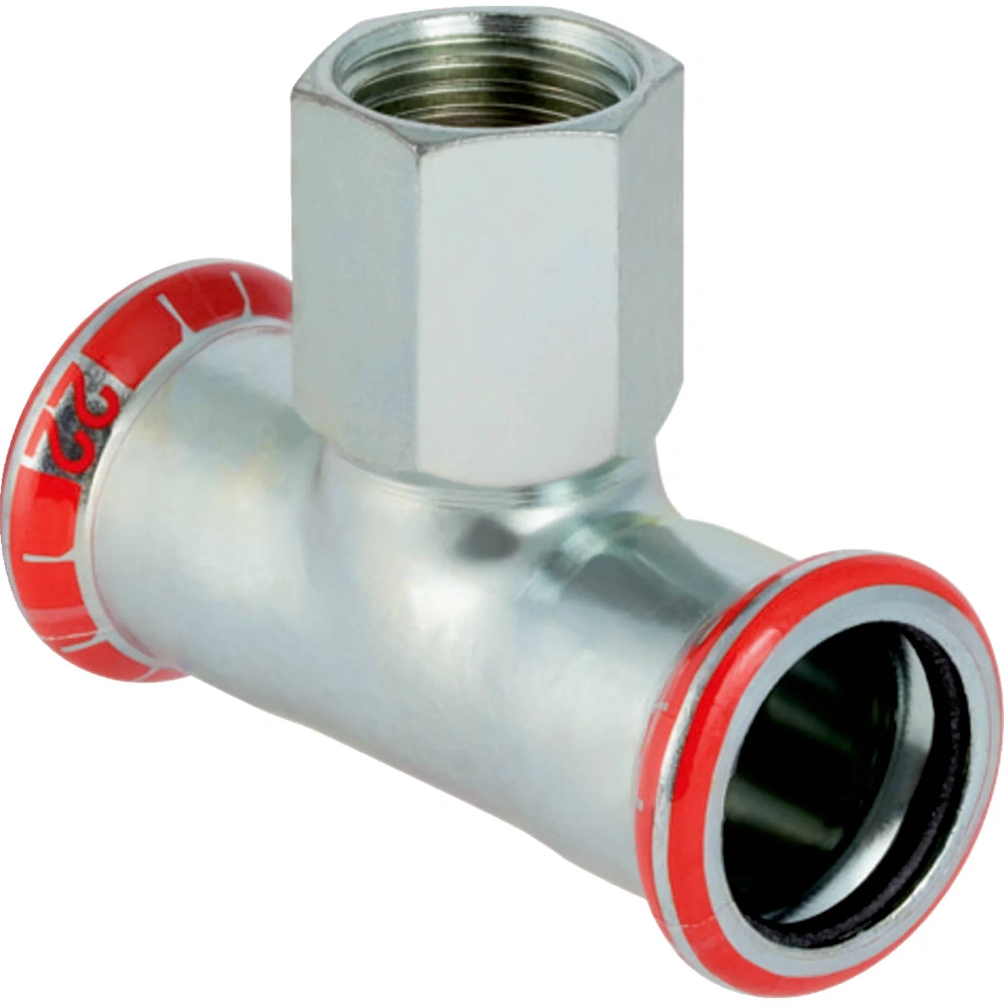 Geberit GE Mapress, C-Stahl, T-Stueck mit Abgang, d35 x Rp3/4 x 35mm, verzinkt, 1 Stk.