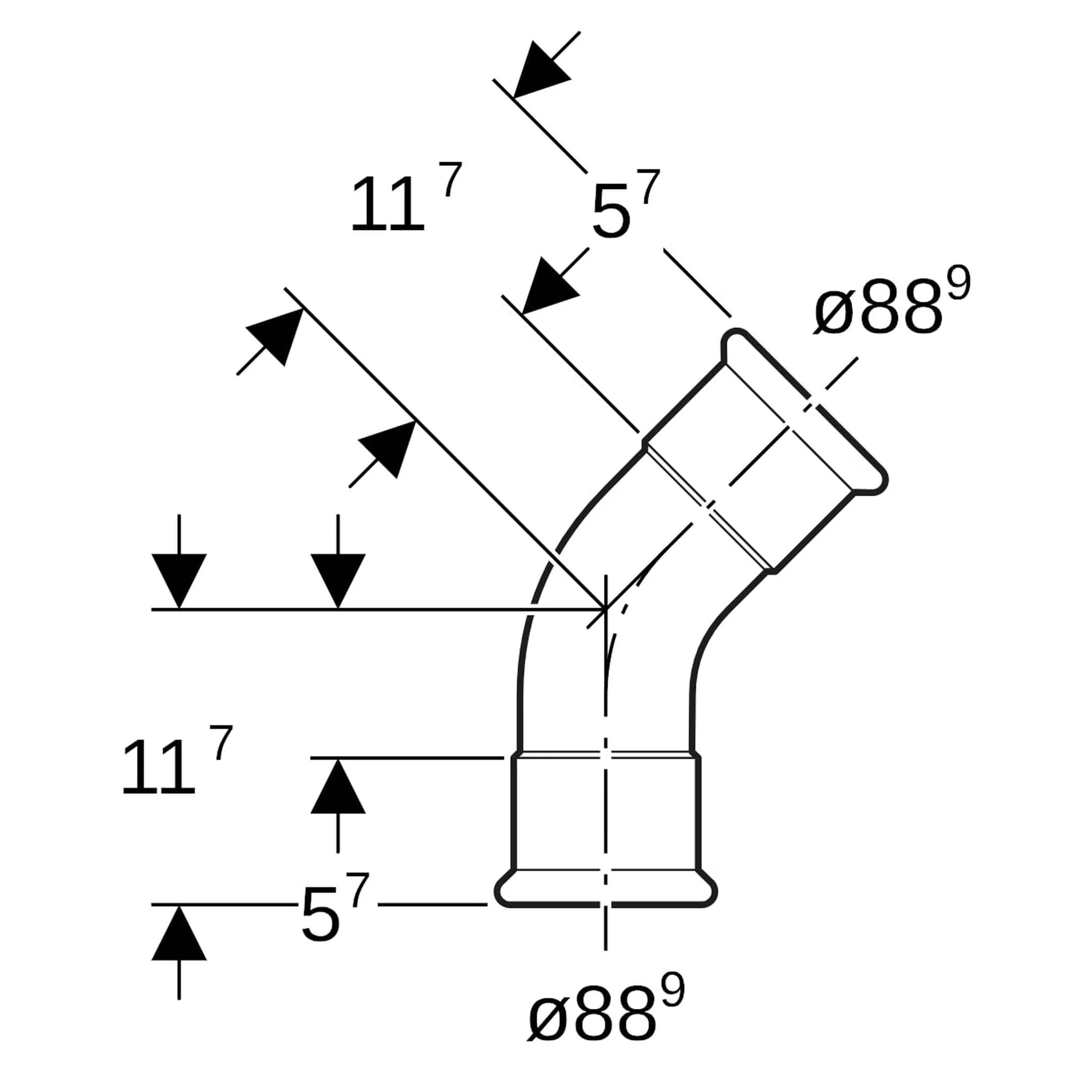Geberit GE Mapress, C-Stahl Bogen, d88,9mm, 45 Gr., verzinkt, 1 Stk.