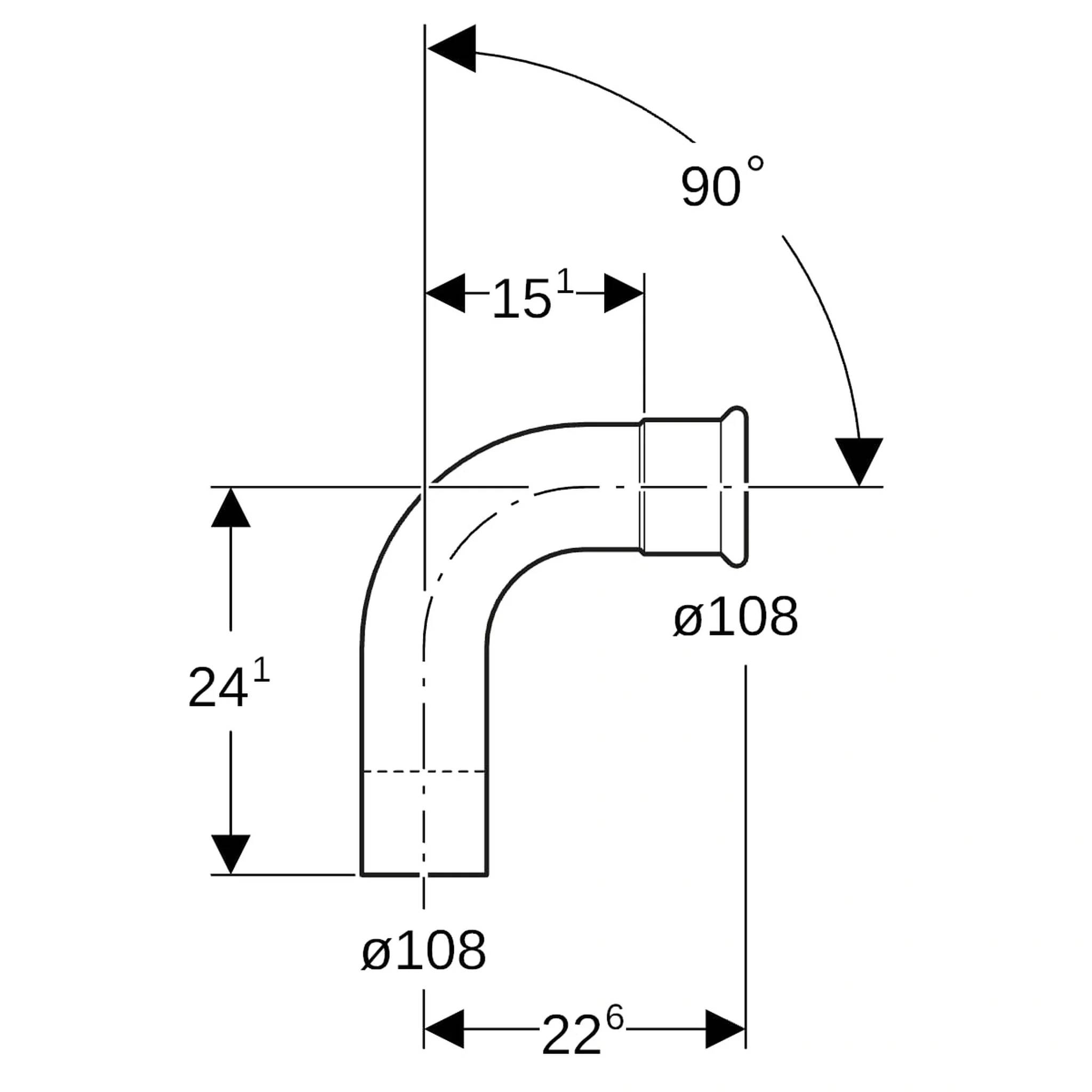 Geberit GE Mapress C-Stahl Bogen, einseitiges Einschubende, 90 Grad, d108mm, verzinkt, 1 Stk.