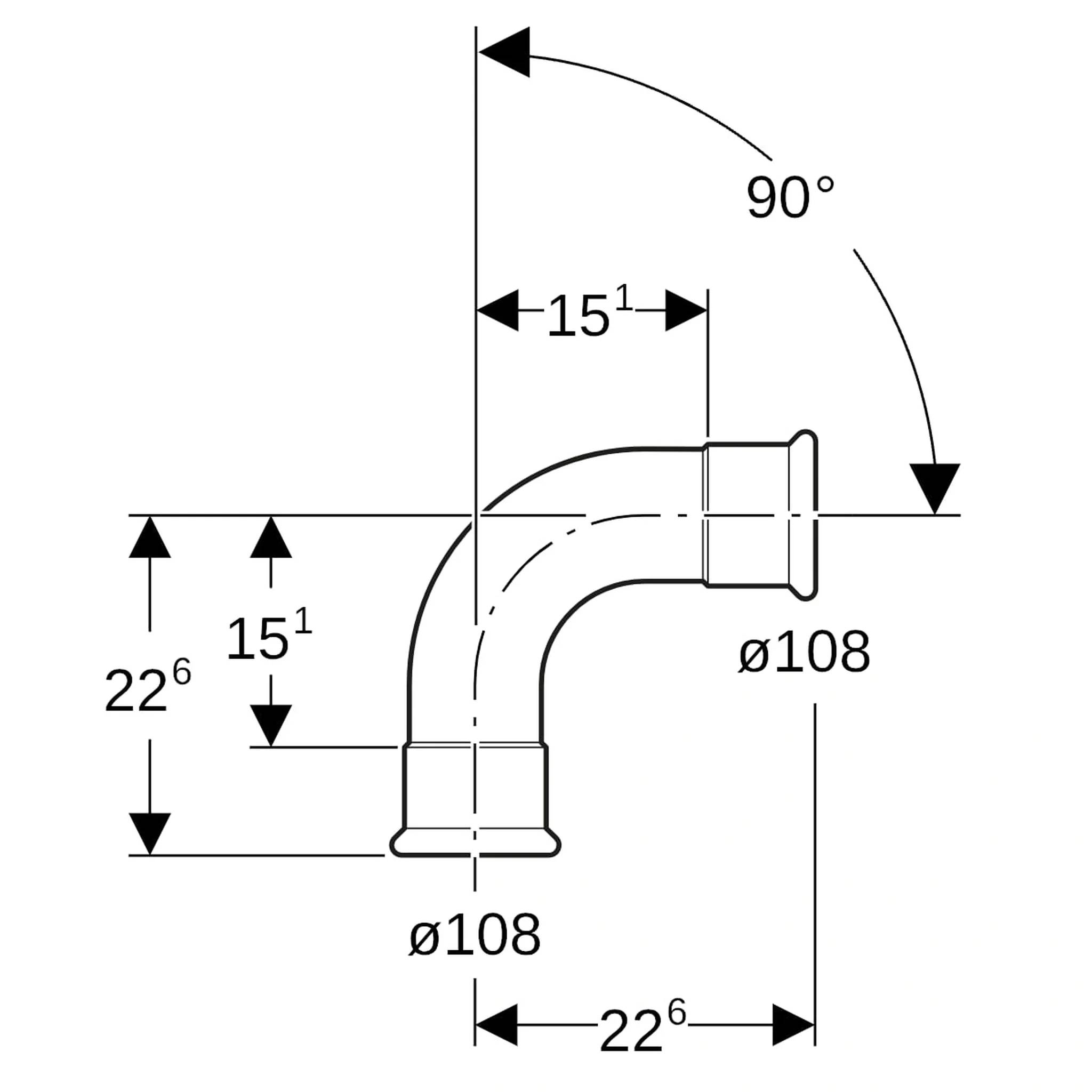 Geberit GE Mapress C-Stahl, Bogen 90°, d108mm, verzinkt, 1 Stk.