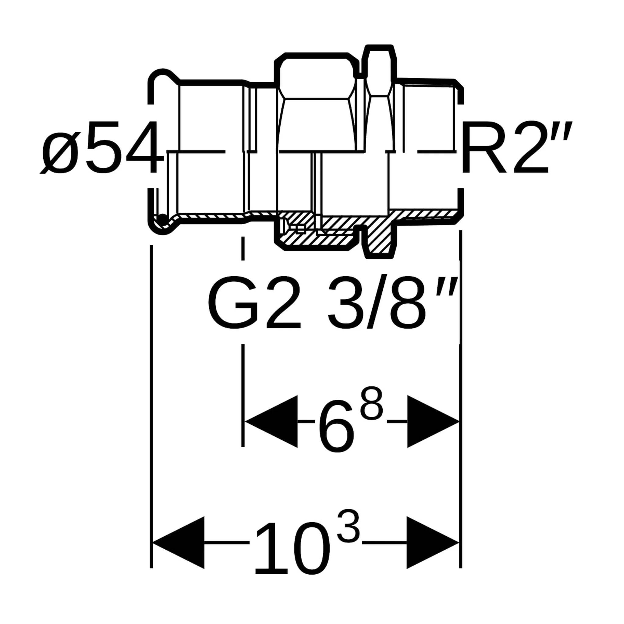 Geberit GE Mapress Therm, Uebergangsverschraubung, d54mm, R2, NPW, 1 Stk.