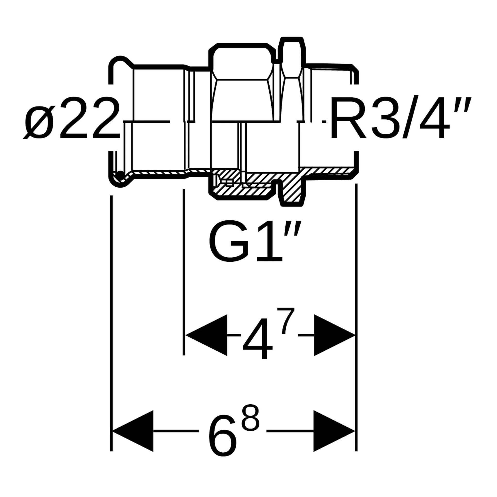 Geberit GE Mapress Therm Uebergangsverschraubung, d22mm, R3/4, NPW, 1 Stk.