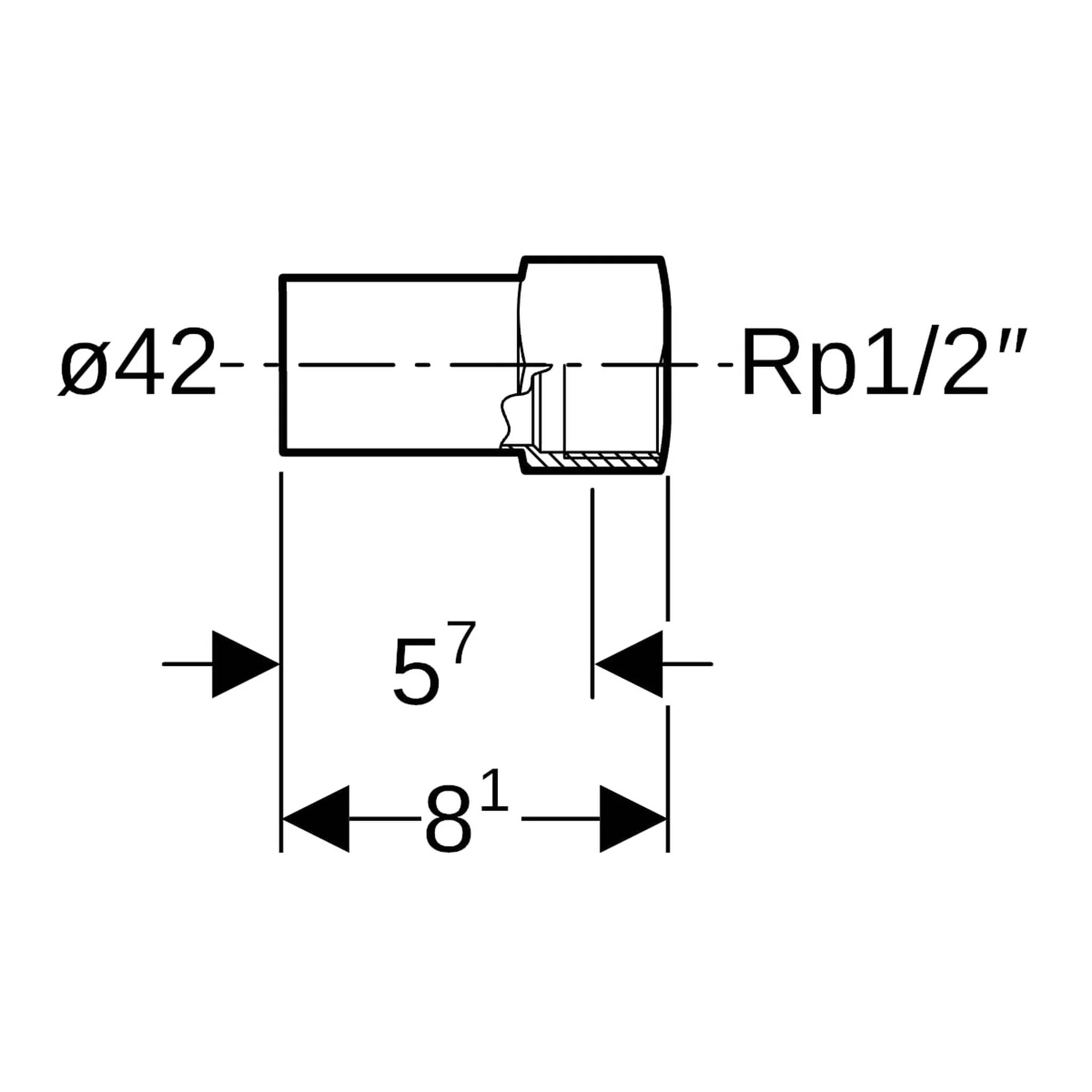 Geberit GE Mapress, C-Stahl, Uebergang mit Einschubende, d42mm x Rp1/2, 1 Stk.