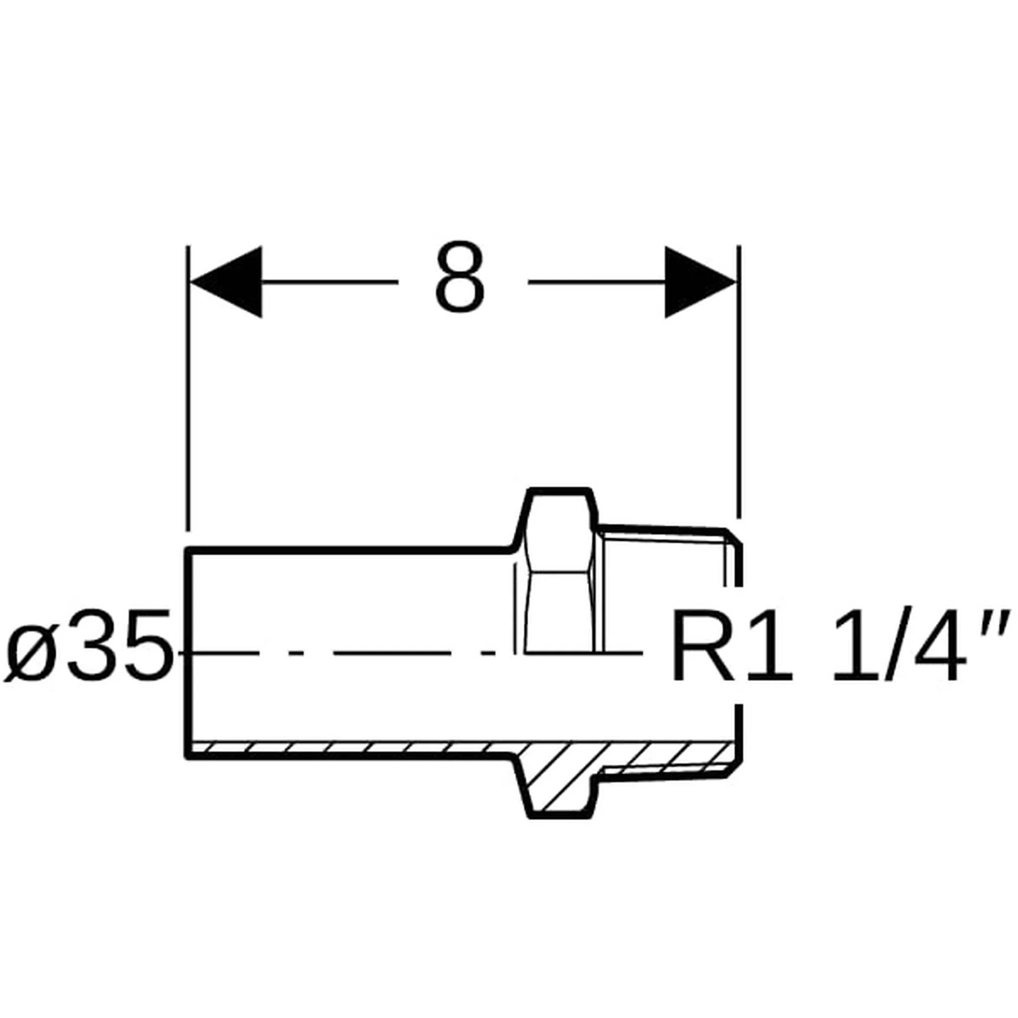 Geberit Mapress C-Stahl, Uebergang mit Einschubende, d35mm, R1 1/4, 1 Stk.