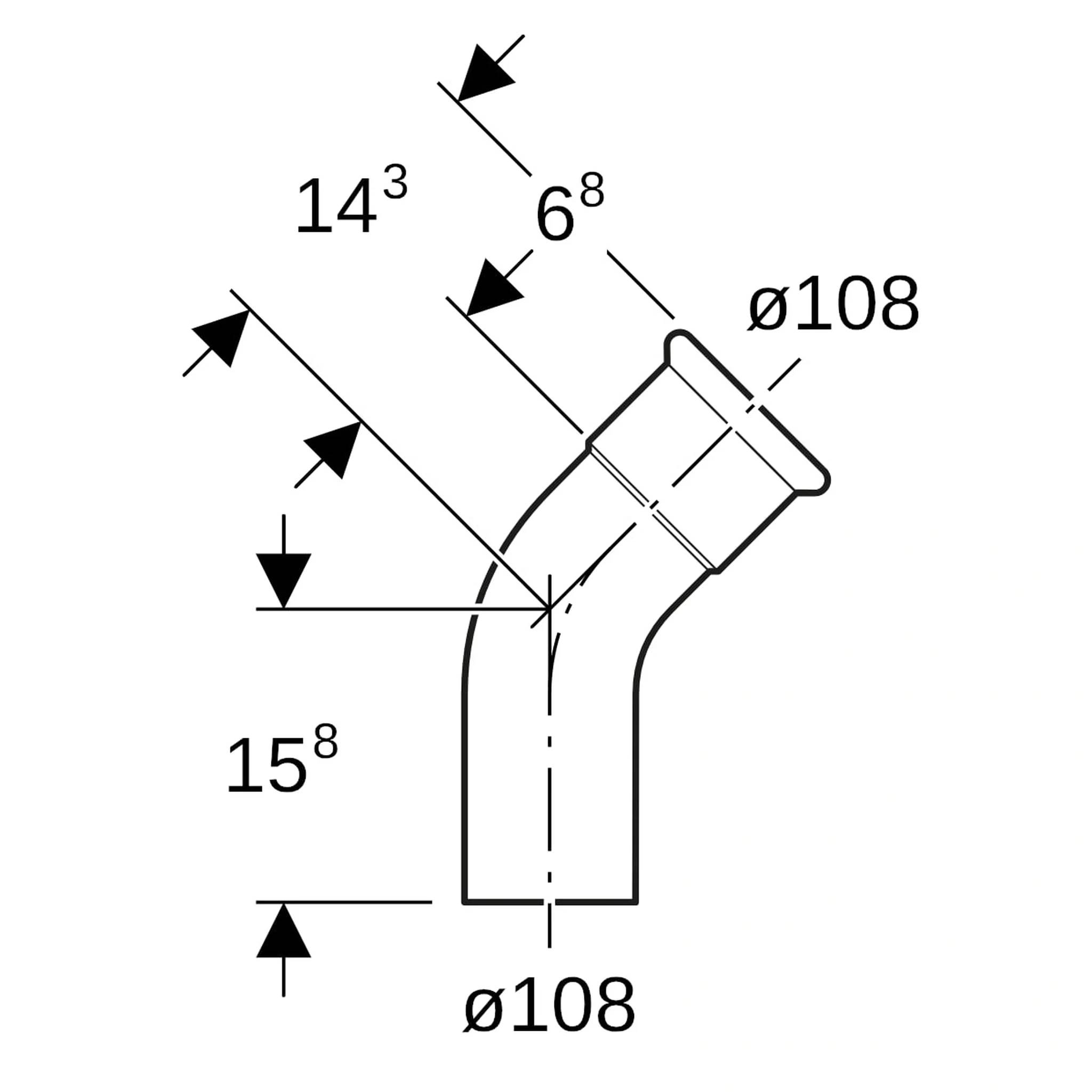 Geberit GE Mapress, C-Stahl Bogen mit Einschubende, 45 Gr., d108mm, verzinkt, 1 Stk.