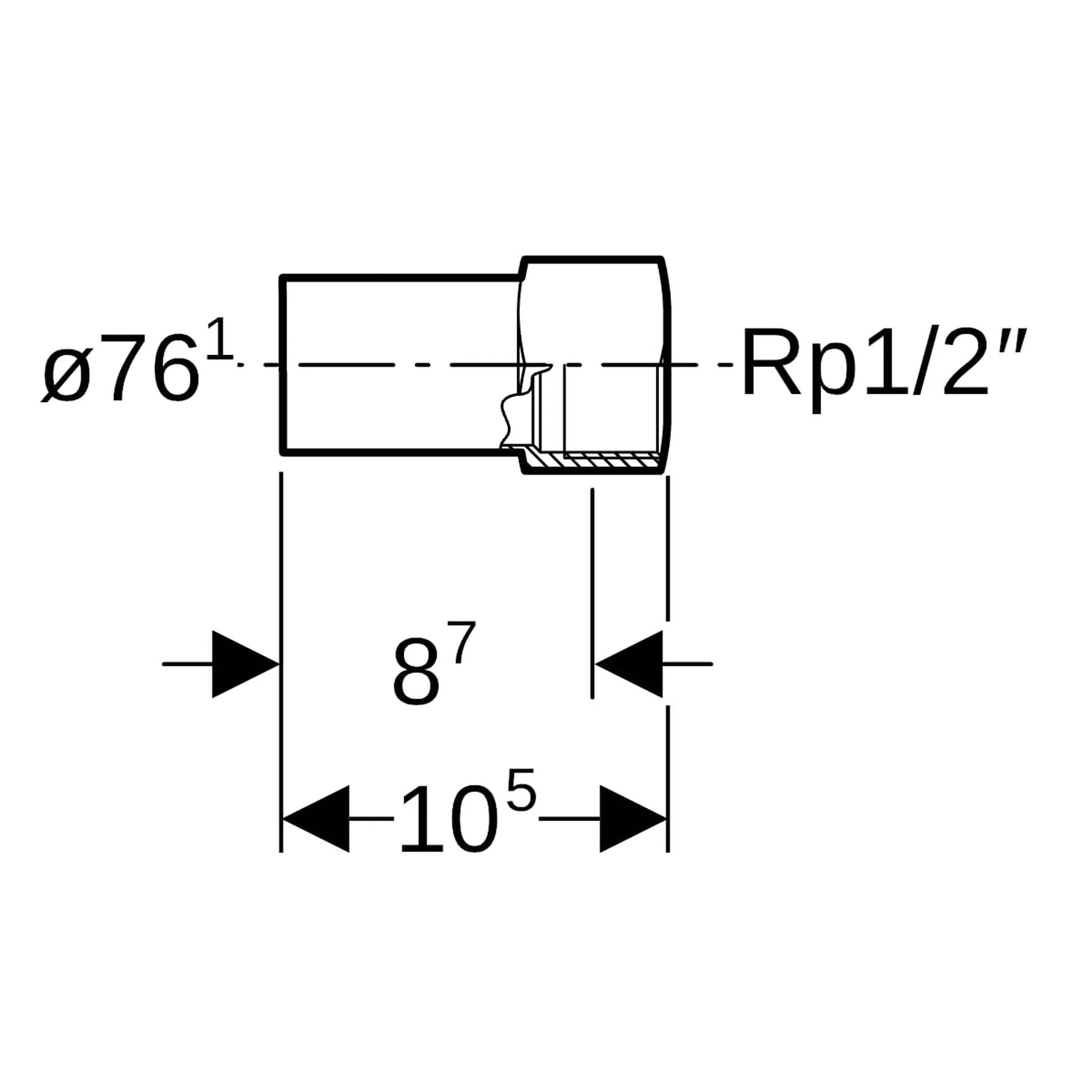 Geberit GE Mapress C-Stahl, Uebergang mit Einschubende, d76,1mm, Rp1/2, 1 Stk.