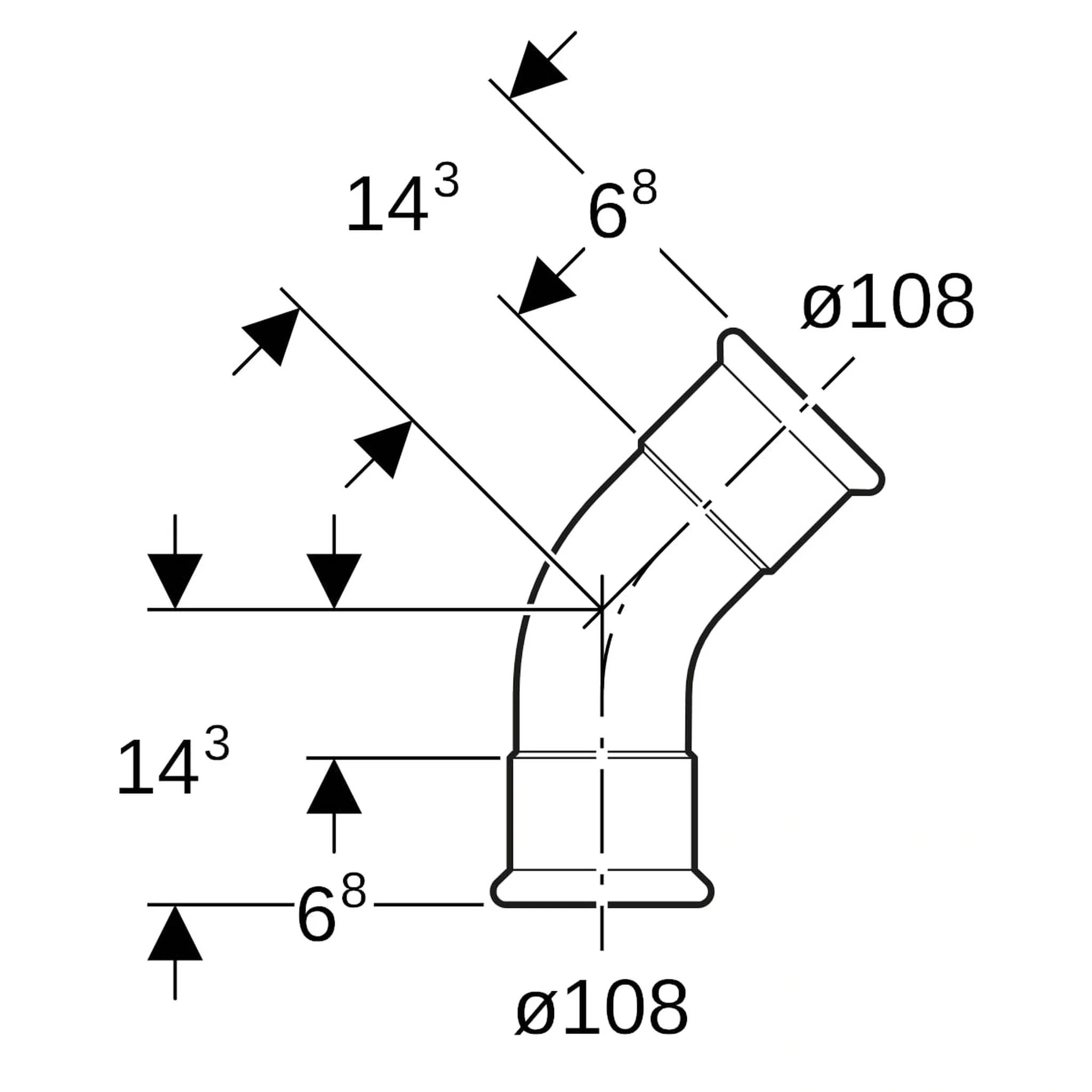 Geberit GE Mapress, C-Stahl, Bogen 45 Gr., d108mm, verzinkt, 1 Stk.