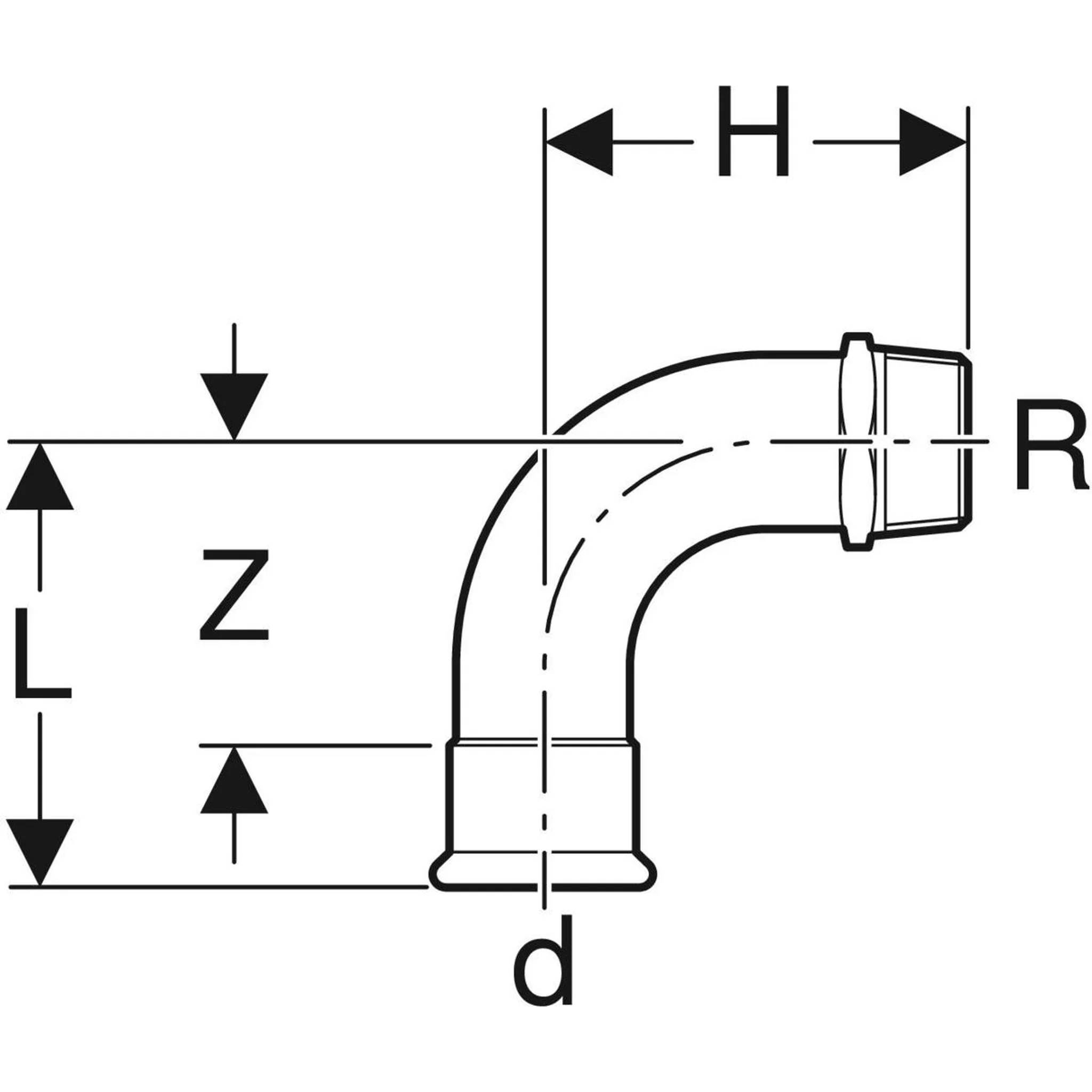 Geberit GE Mapress C-Stahl Uebergangsbogen, 90 Gr., d35mm x R5/4, verzinkt, 1 Stk.