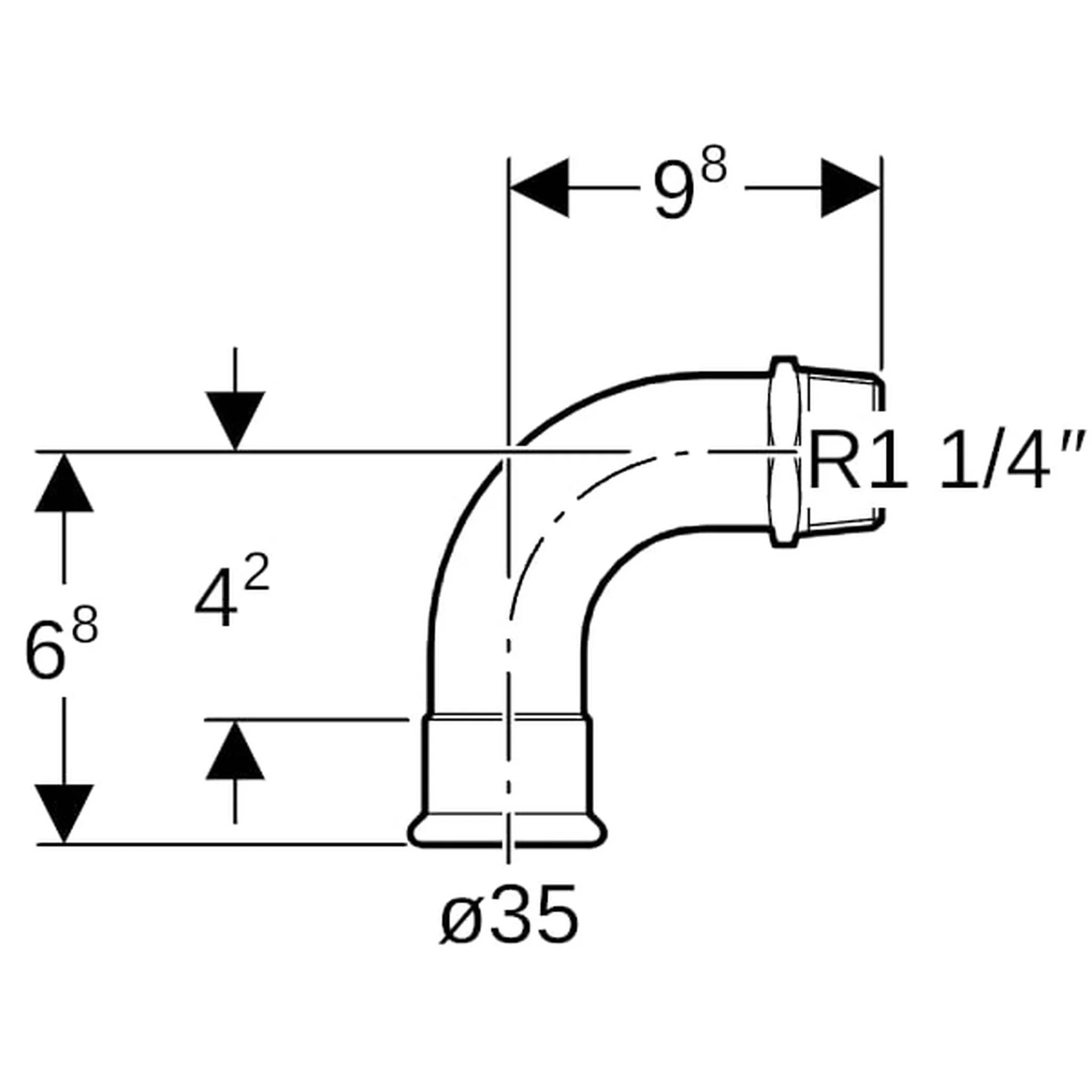 Geberit GE Mapress C-Stahl Uebergangsbogen, 90 Gr., d35mm x R5/4, verzinkt, 1 Stk.