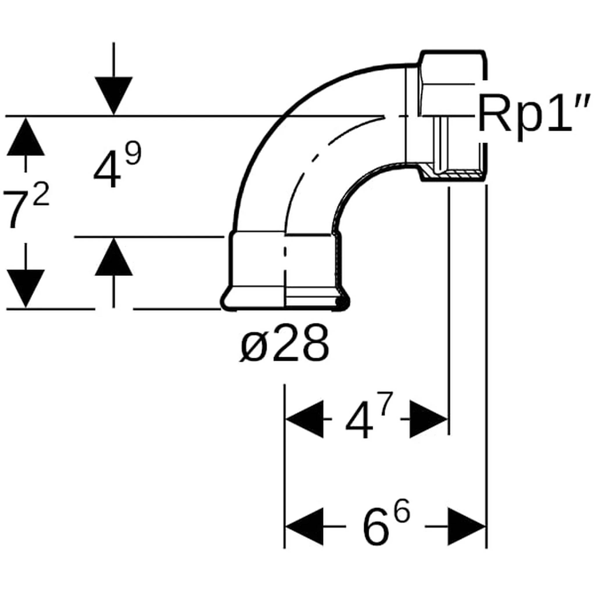 Geberit GE Mapress C-Stahl, Uebergangsbogen, 90 Gr., d28mm, Rp1, verzinkt, 1 Stk.