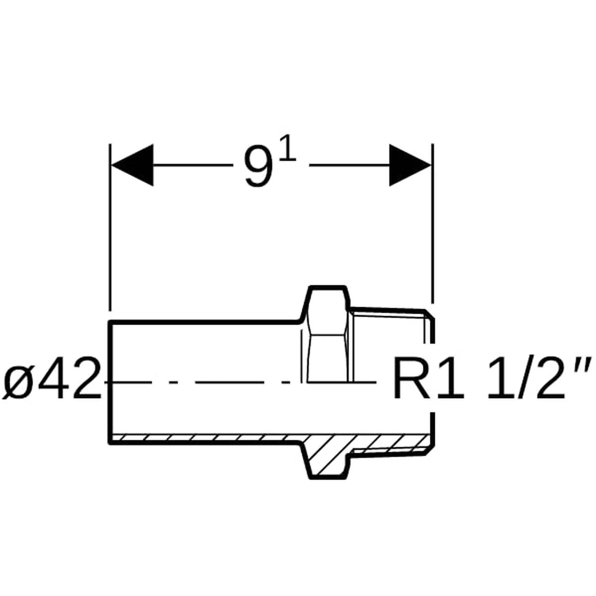 Geberit GE Mapress, C-Stahl, Uebergang mit Einschubende, d42mm, R1 1/2, 1 Stk.