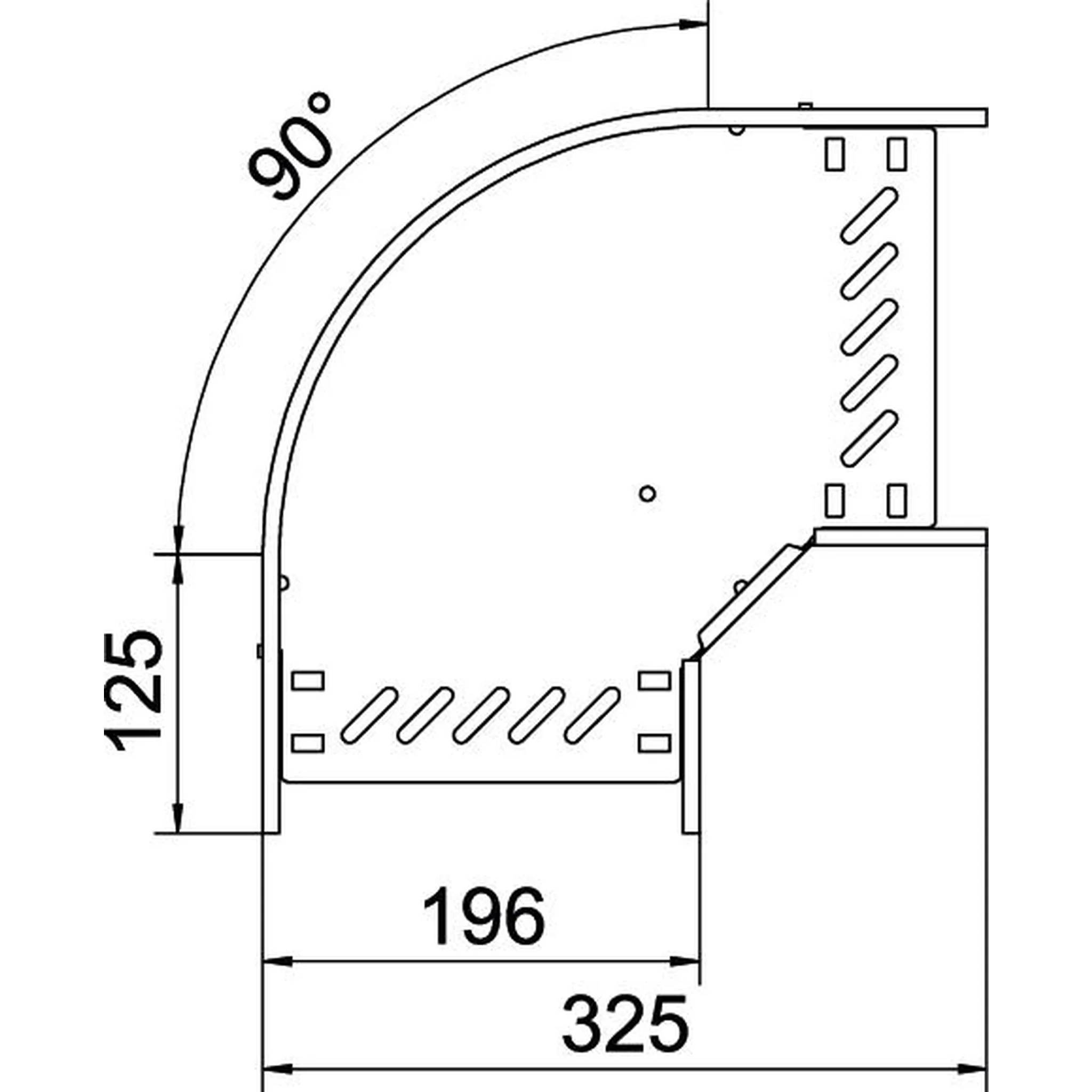 OBO Bogen 90°, Kabelrinne, horizontal, 60x200, Stahl, bandverzinkt, 1 Stk.