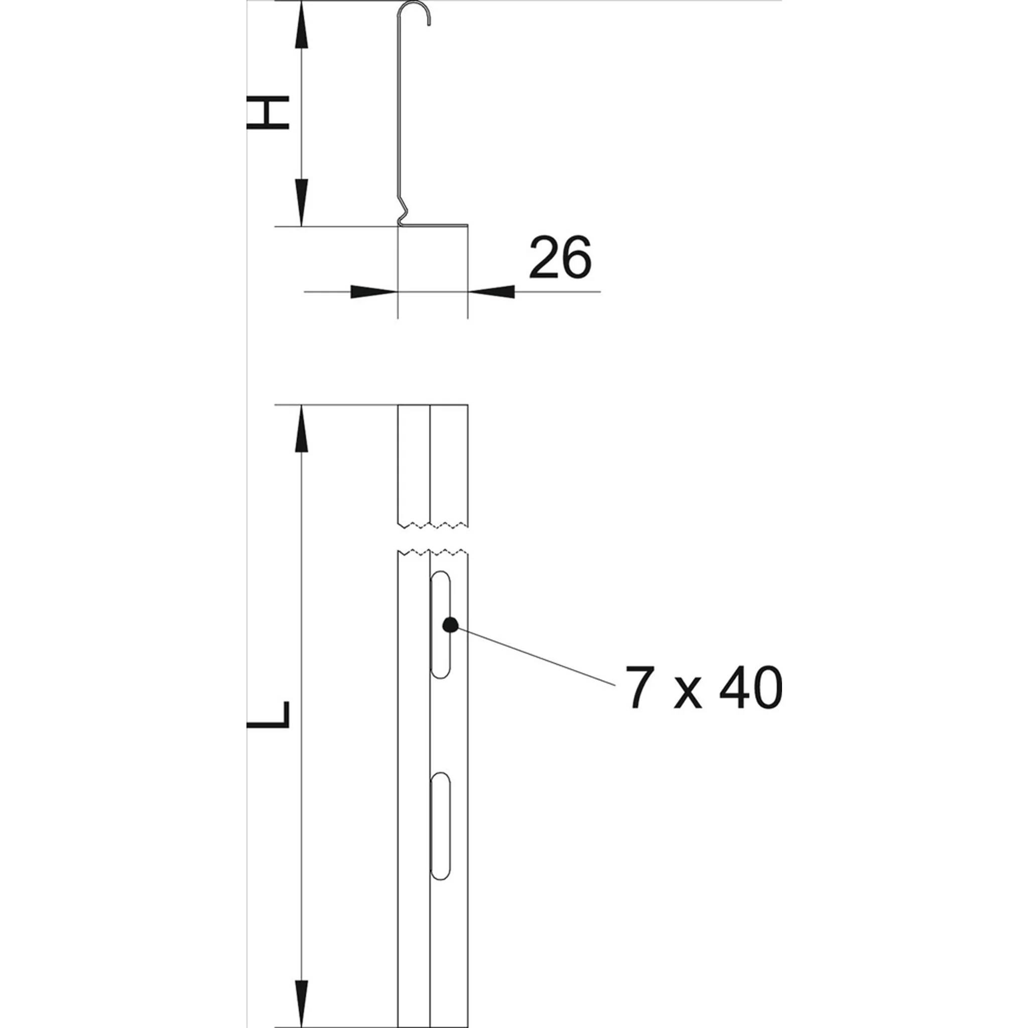 OBO Trennsteg, 60x2995mm, Kabeltragsystem, Stahl, bandverzinkt, Stange mit 2995mm, 1 Stk.
