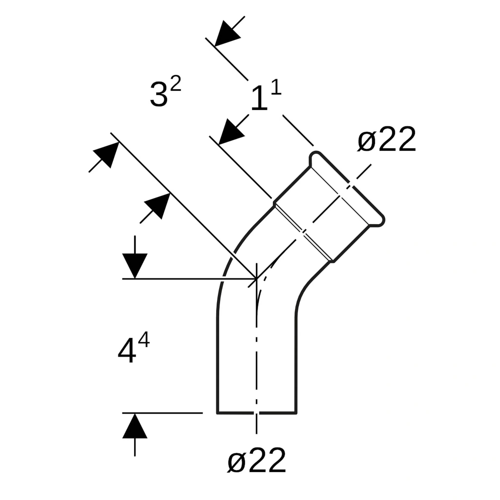 Geberit GE Mapress, Kupfer, Gas, Bogen, mit Einschubende, 45 Grad, d 22 mm, 1 Stk.