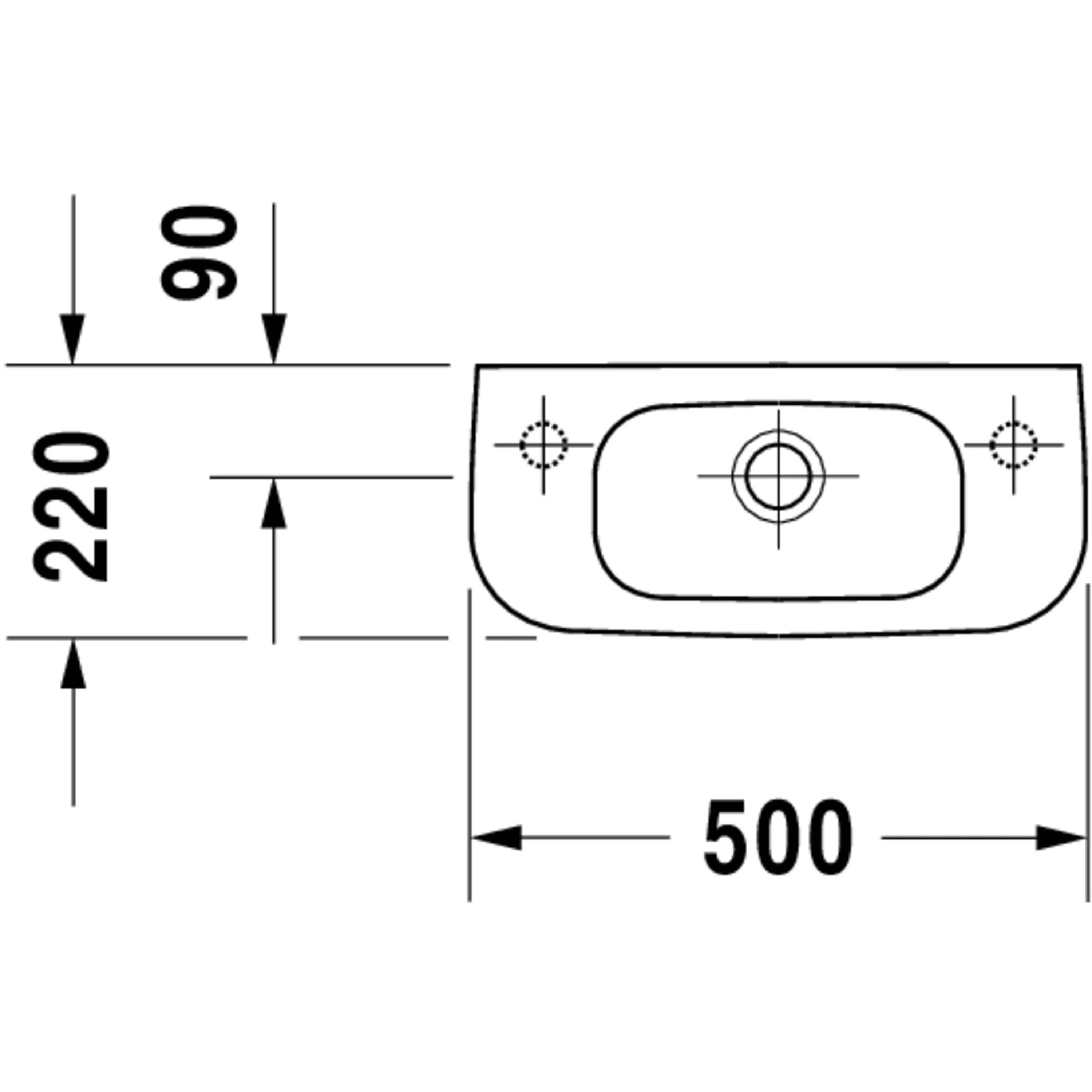 Duravit D-Code, Handwaschbecken, Weiß Hochglanz, 500 mm, 07065000082, 1 Stk.