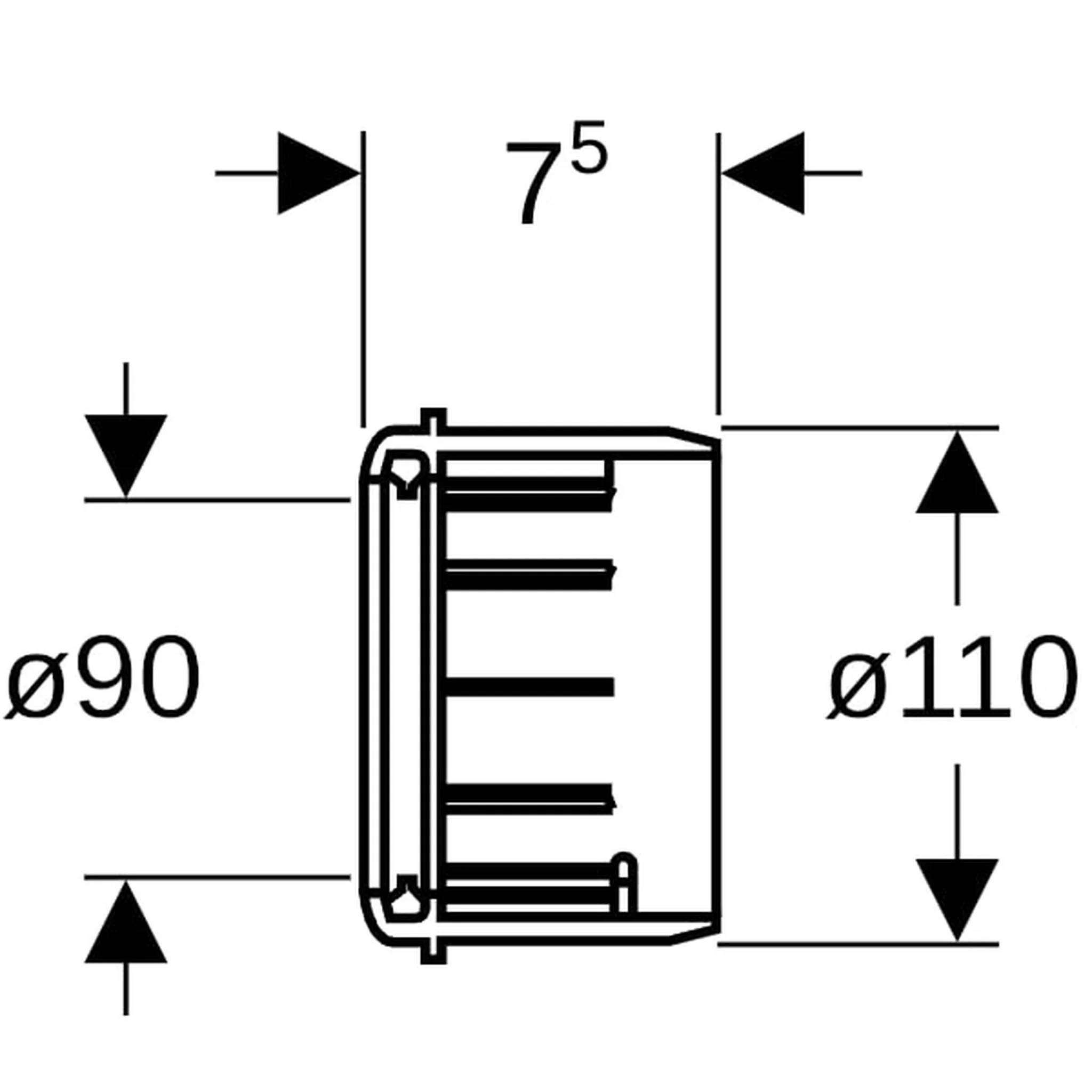 Geberit GE PE Reduktionsmuffe für Wand-WC, d 90/110mm, 367928, 1 Stk.
