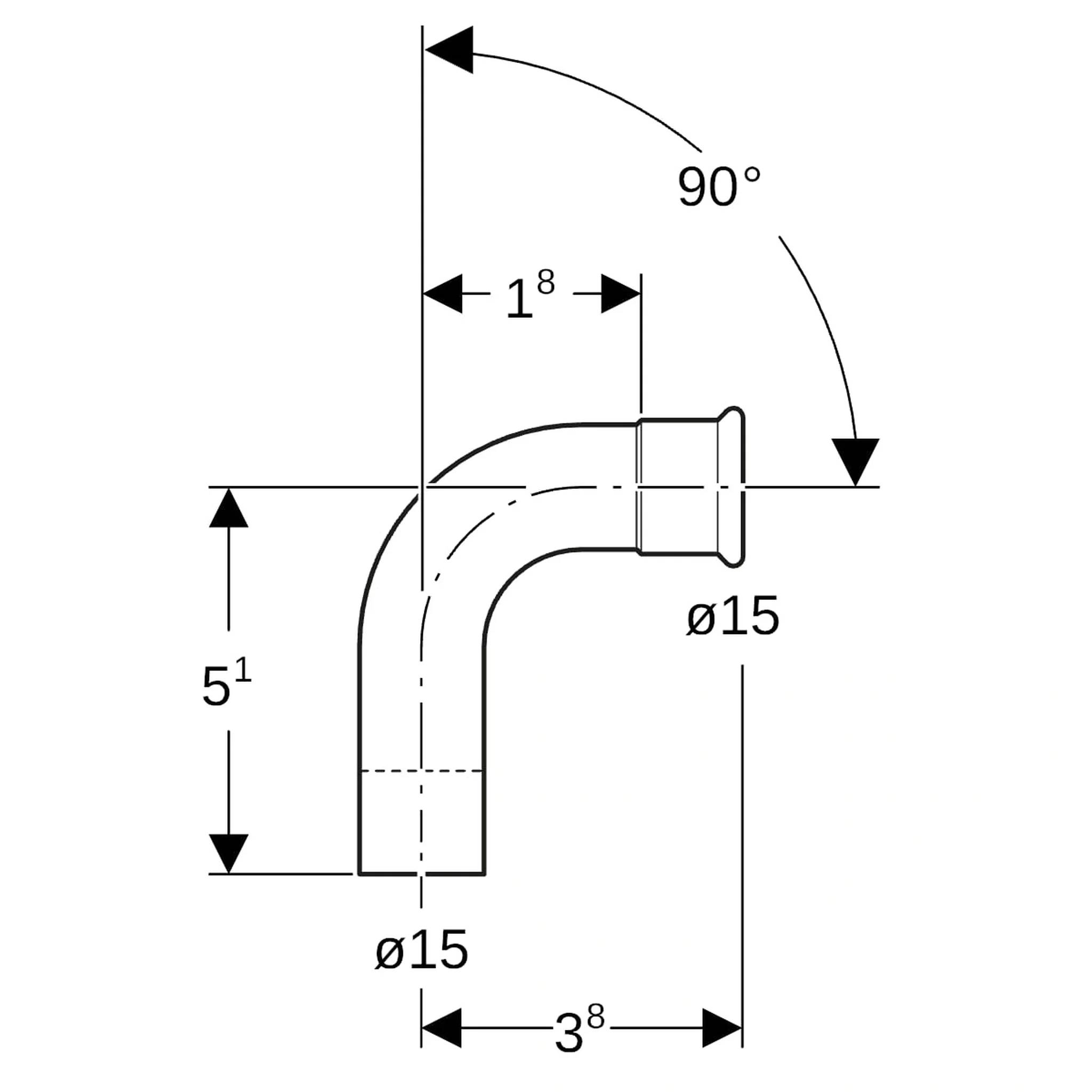 Geberit GE Mapress, Kupfer, Bogen, Einschubende, 90 Grad, d15mm, 1 Stk.