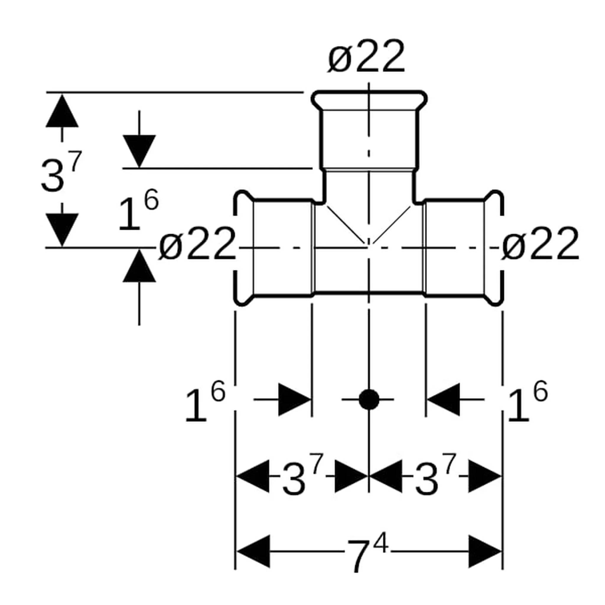 Geberit GE Mapress, T-Stück, egal, d22mm, 1 Stk.