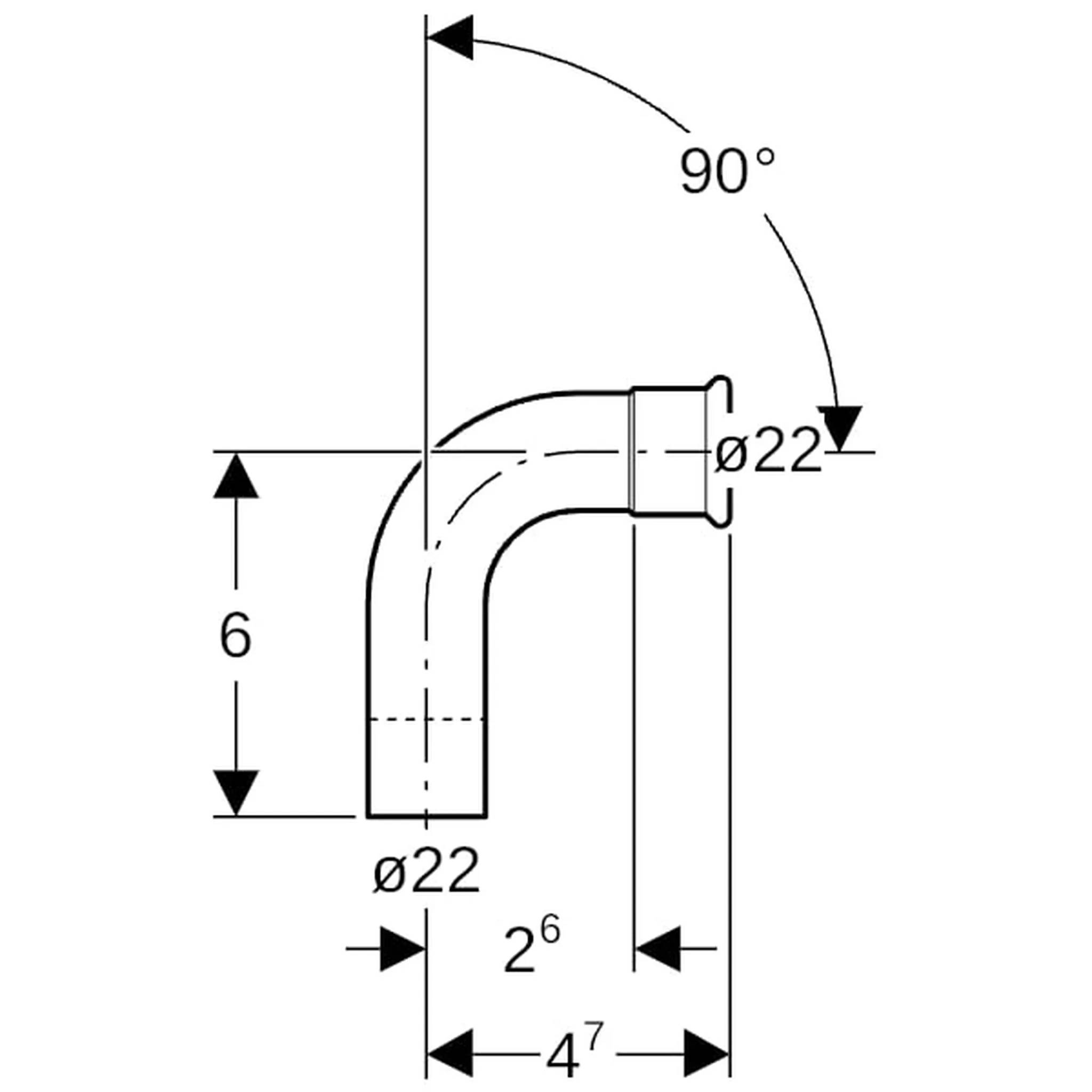 Geberit GE Mapress Kupfer, Gas Bogen, mit Einschubende, 90°, d 22 mm, 1 Stk.
