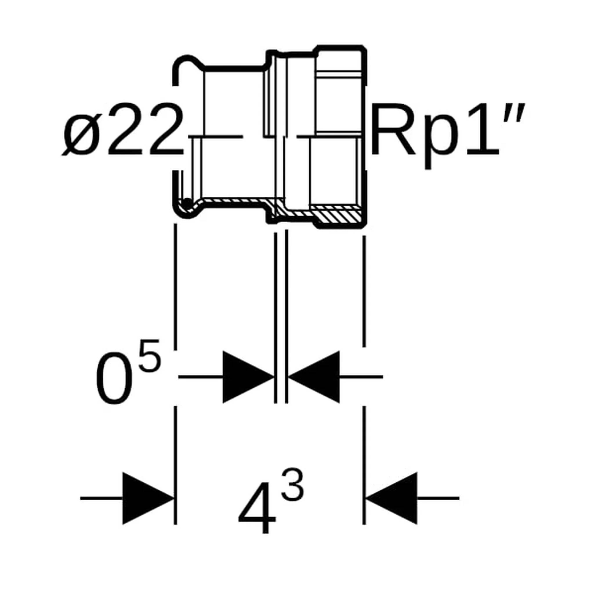 Geberit GE Mapress, Kupfer, Übergang, d22mm, Rp1, 1 Stk.