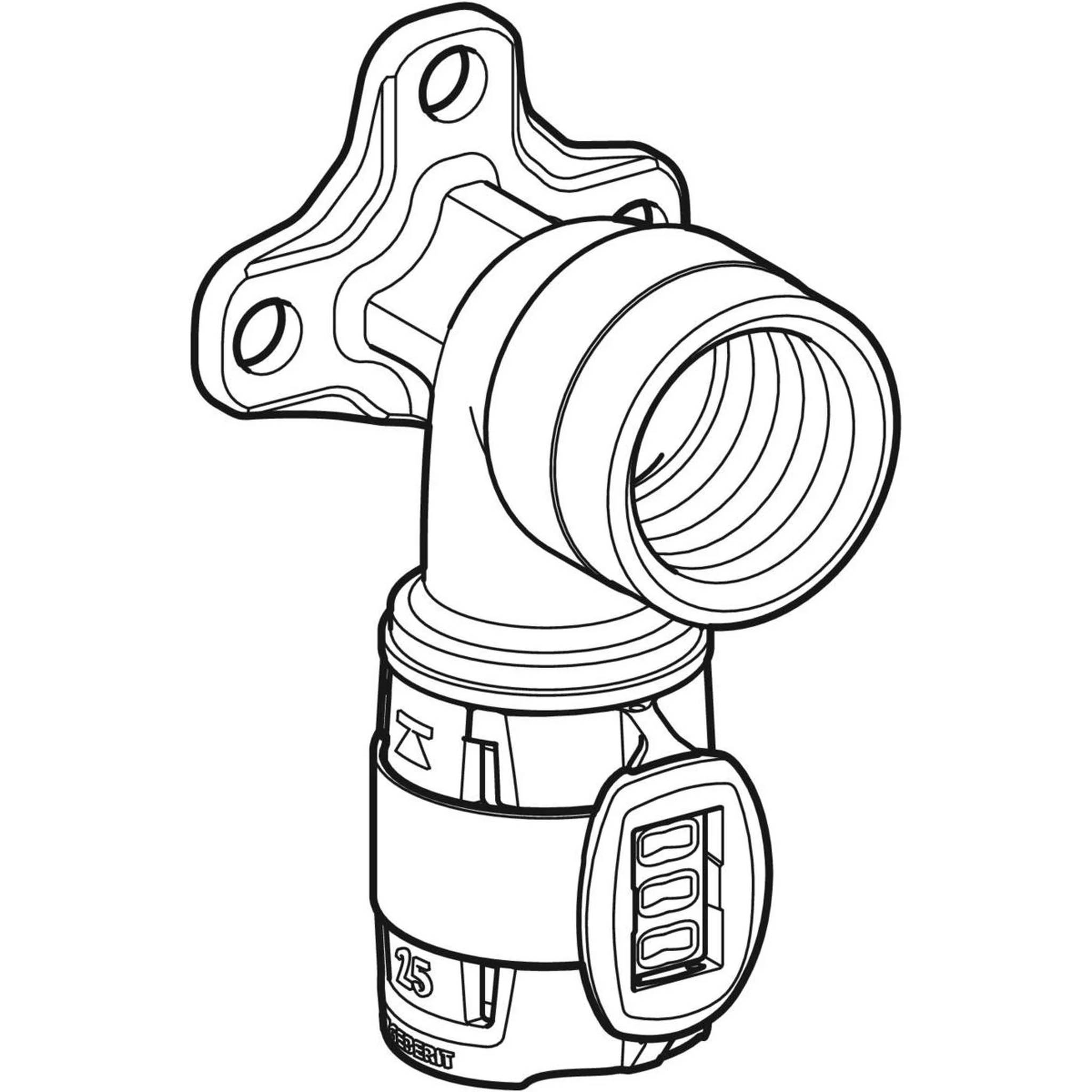 Geberit GE FlowFit, Anschlusswinkel, RG+, d16mm x Rp1/2, L 3,6cm, 1 Stk.