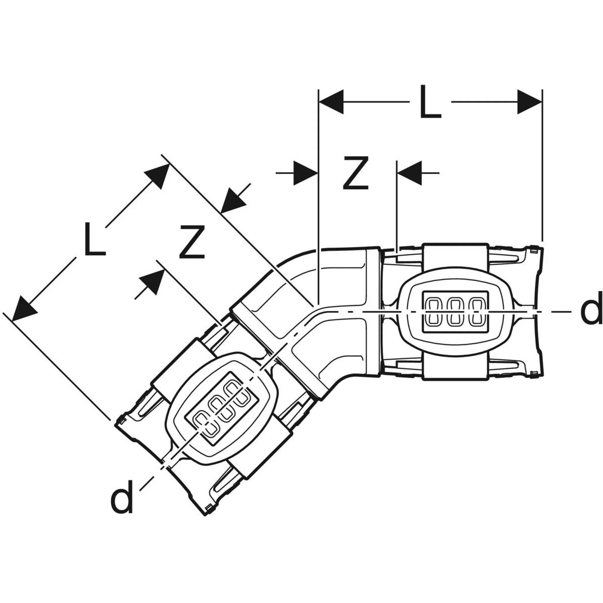 Geberit GE FlowFit, Bogen, PPSU, 45 Gr., d32mm, 1 Stk.