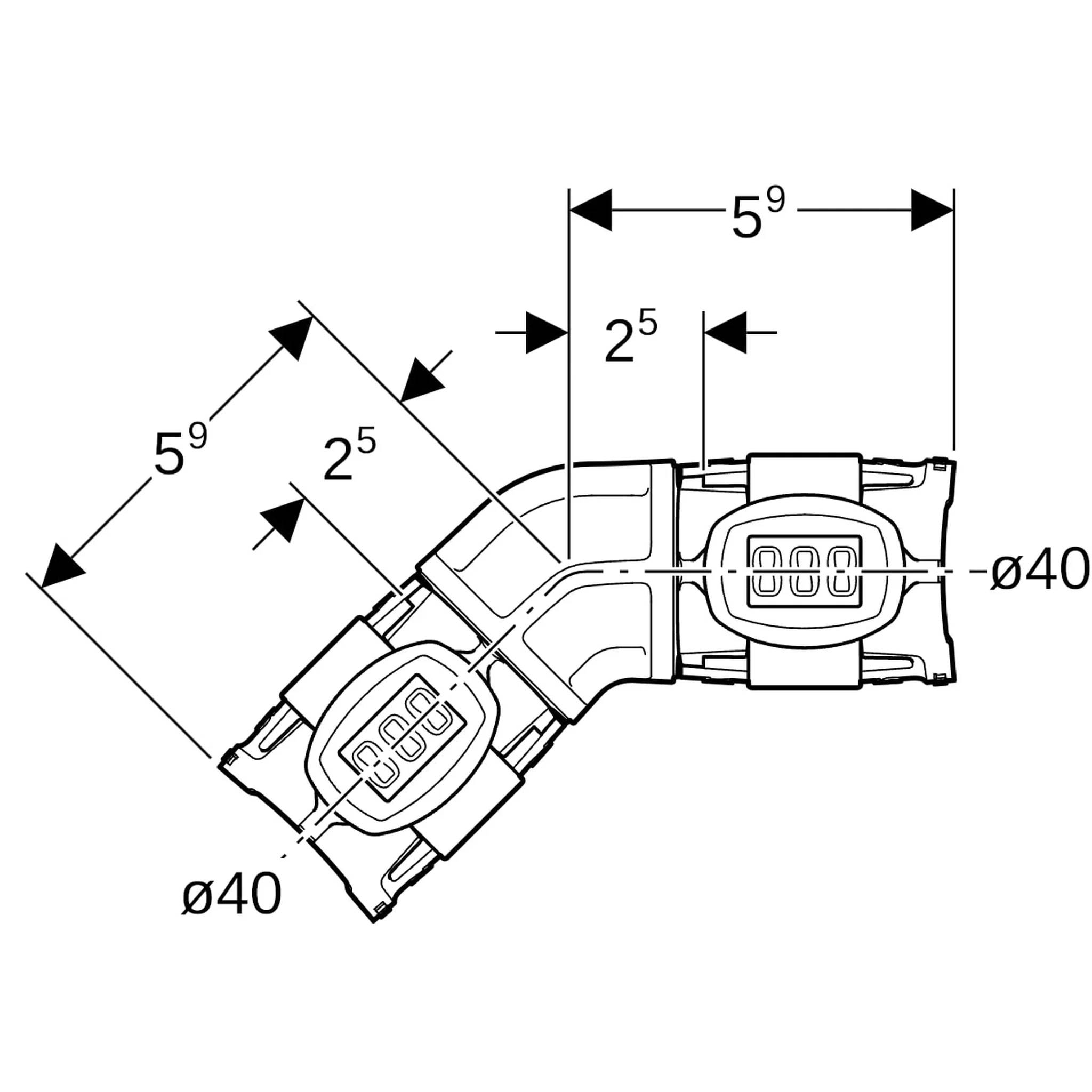 Geberit GE FlowFit, Bogen, PPSU, 45 Gr., d40mm, 1 Stk.